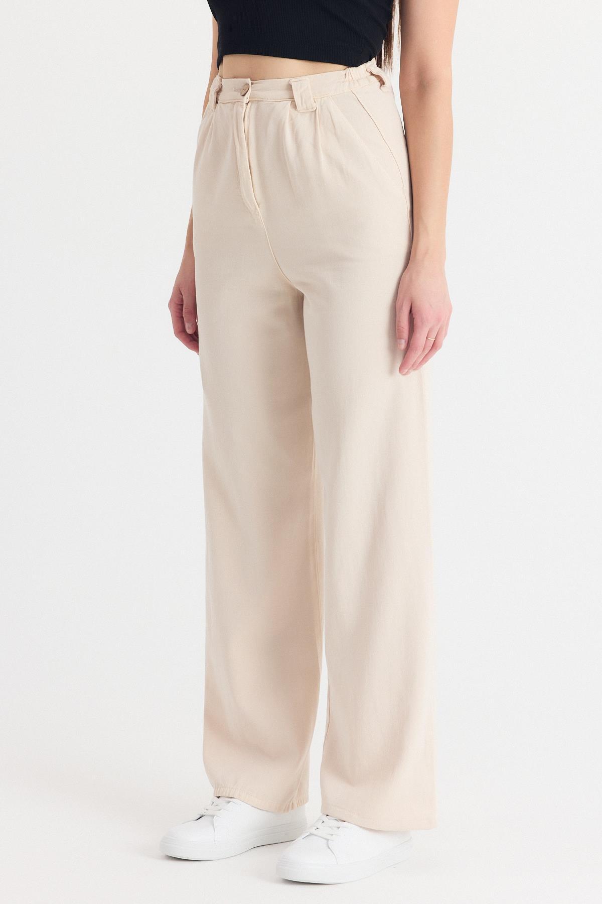 Taş Cepli Pileli Geniş Paça Pantolon 7021 - 4