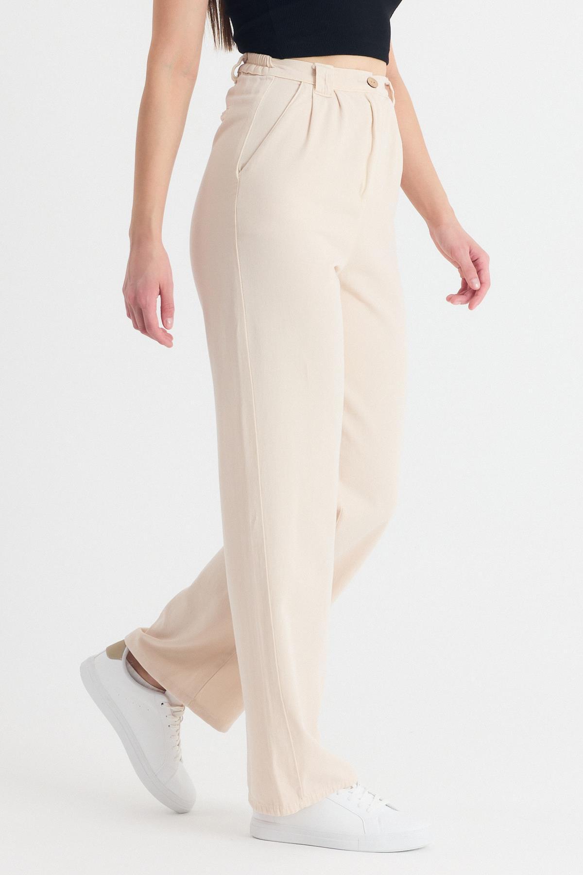 Taş Cepli Pileli Geniş Paça Pantolon 7021 - 6