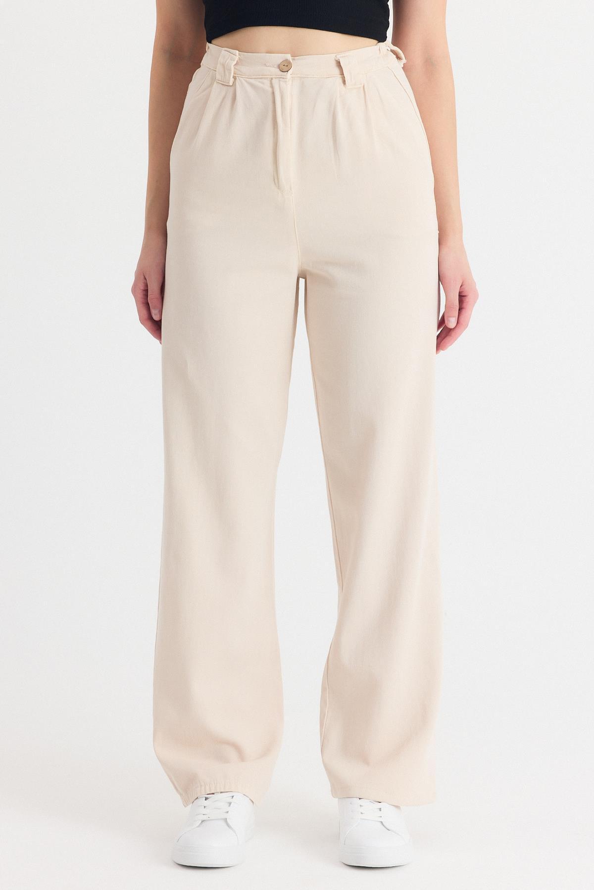 Taş Cepli Pileli Geniş Paça Pantolon 7021 - 1