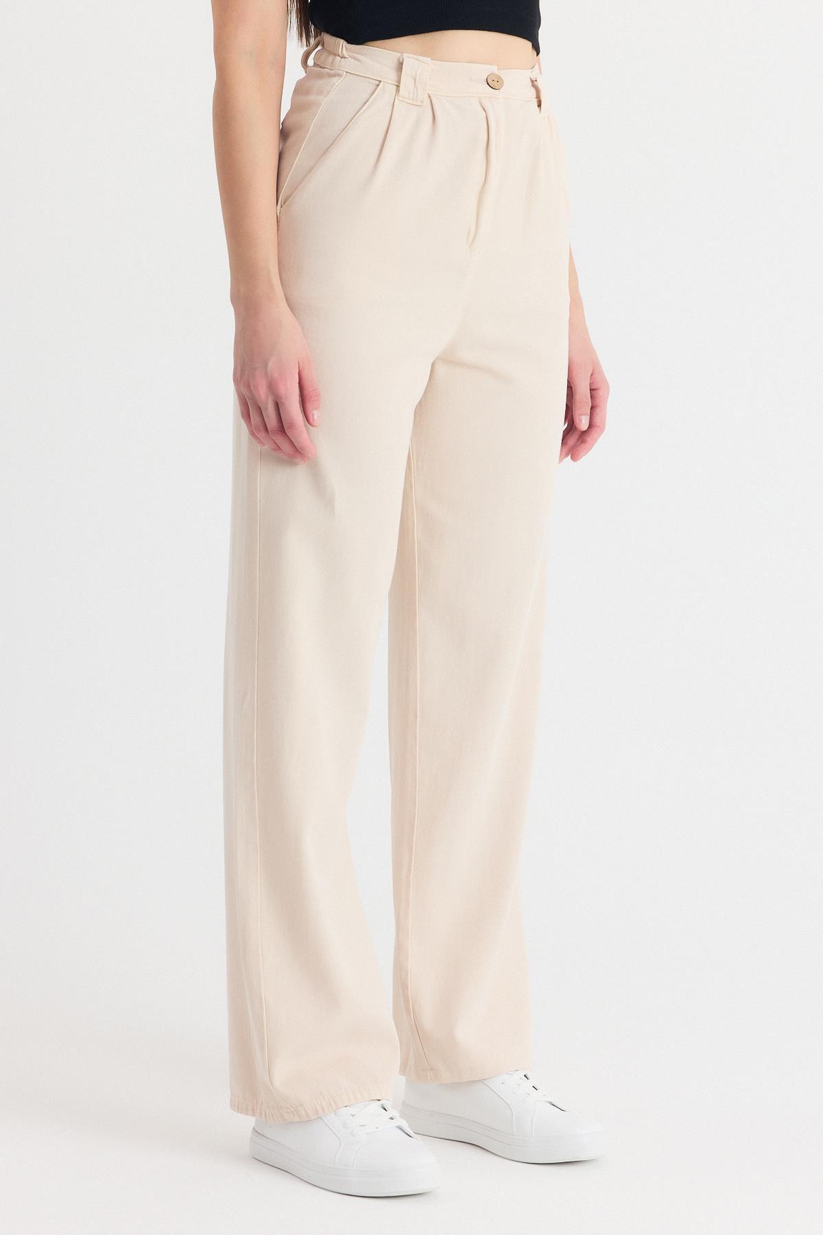 Taş Cepli Pileli Geniş Paça Pantolon 7021 - 3