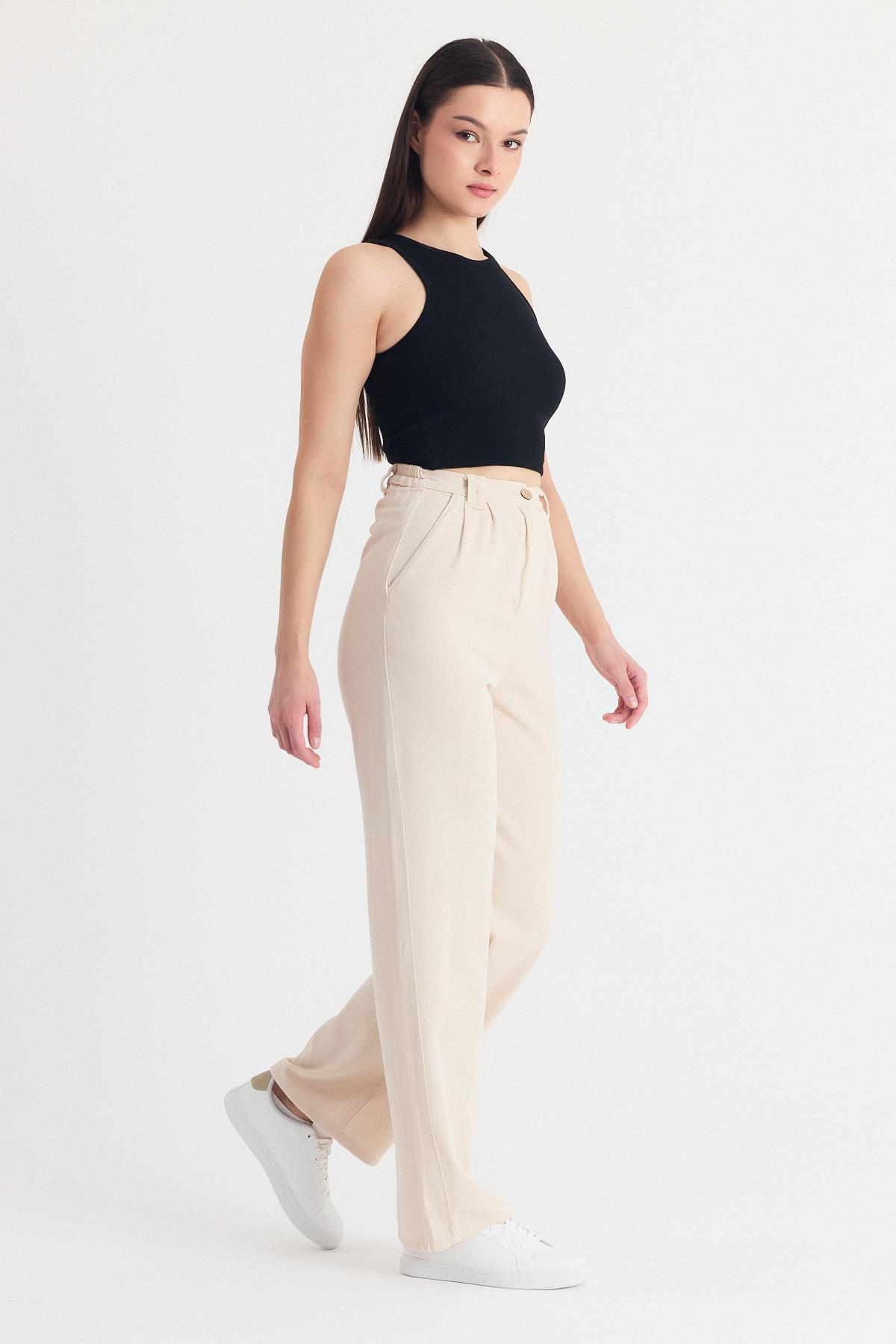 Taş Cepli Pileli Geniş Paça Pantolon 7021 - 2