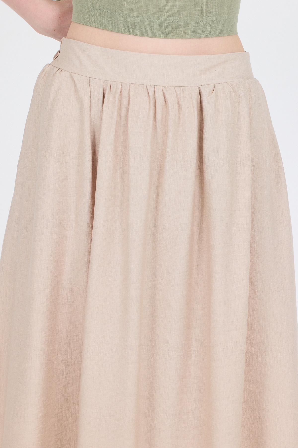 Taş Keten Görünümlü Cep Detaylı Midi Etek 2344 - 4