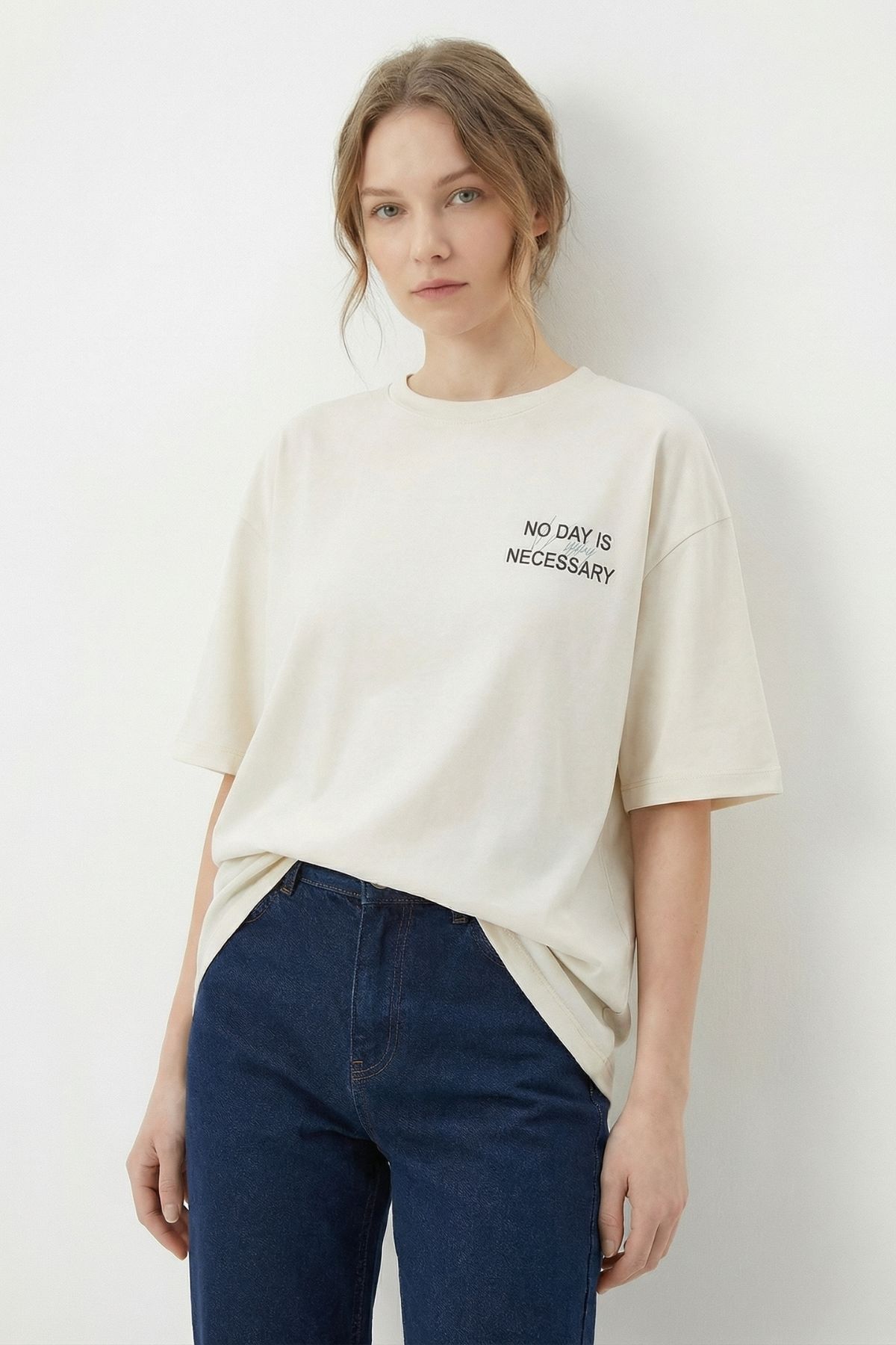 Taş Ön Arka Yazı Baskılı Tişört 8150 