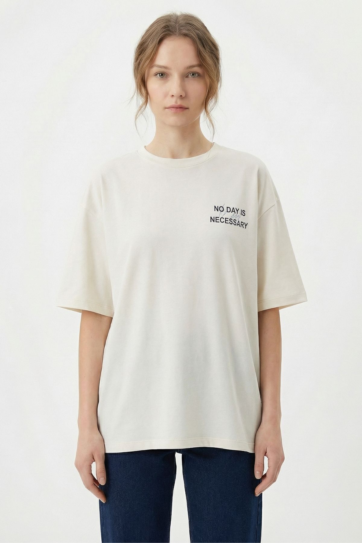 Taş Ön Arka Yazı Baskılı Tişört 8150 - 2