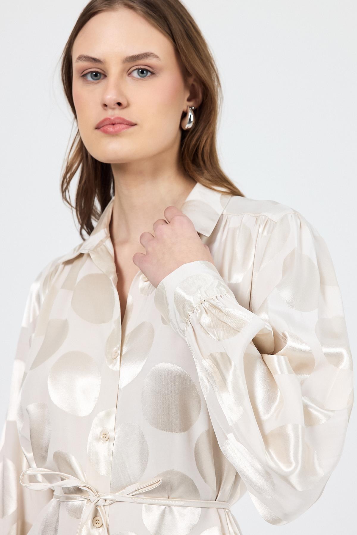 Taş Puantiye Desen İp Bağlama Detaylı Tunik 4690A - RAYS