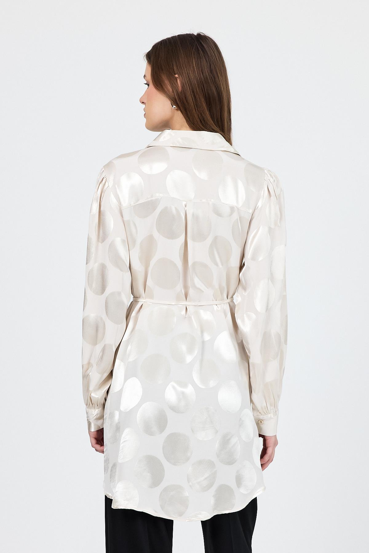 Taş Puantiye Desen İp Bağlama Detaylı Tunik 4690A - 5