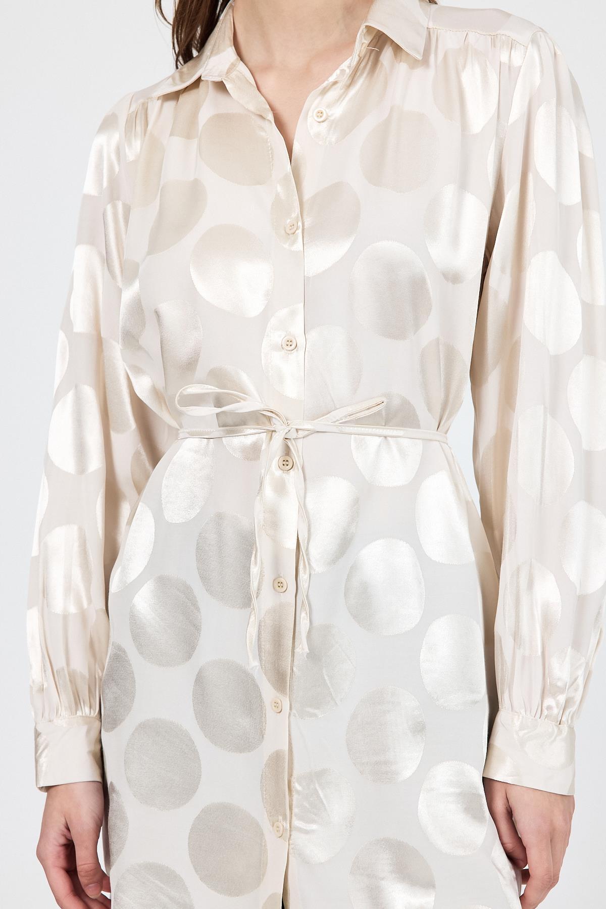 Taş Puantiye Desen İp Bağlama Detaylı Tunik 4690A - RAYS