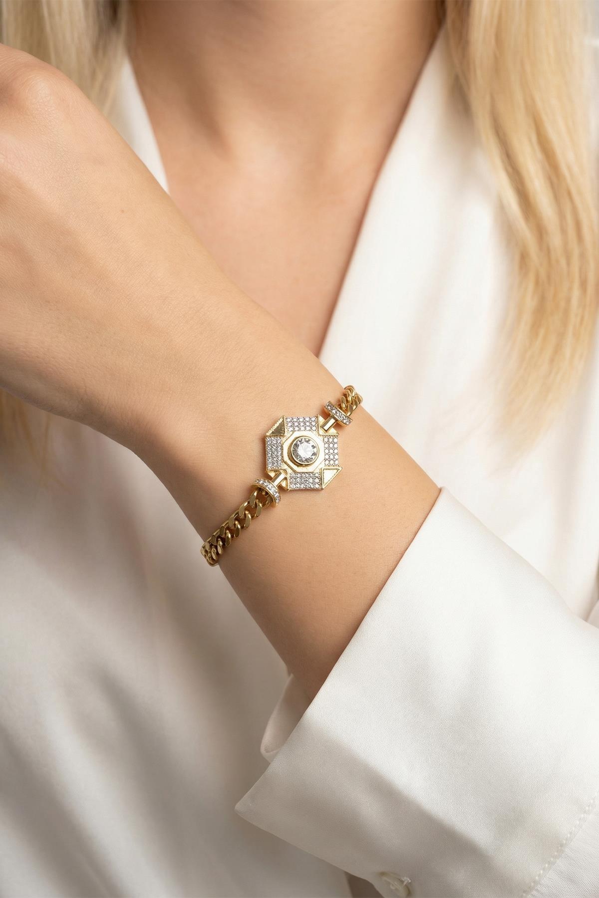 Taşlı Gold Renk Bileklik 0122 - RAYS