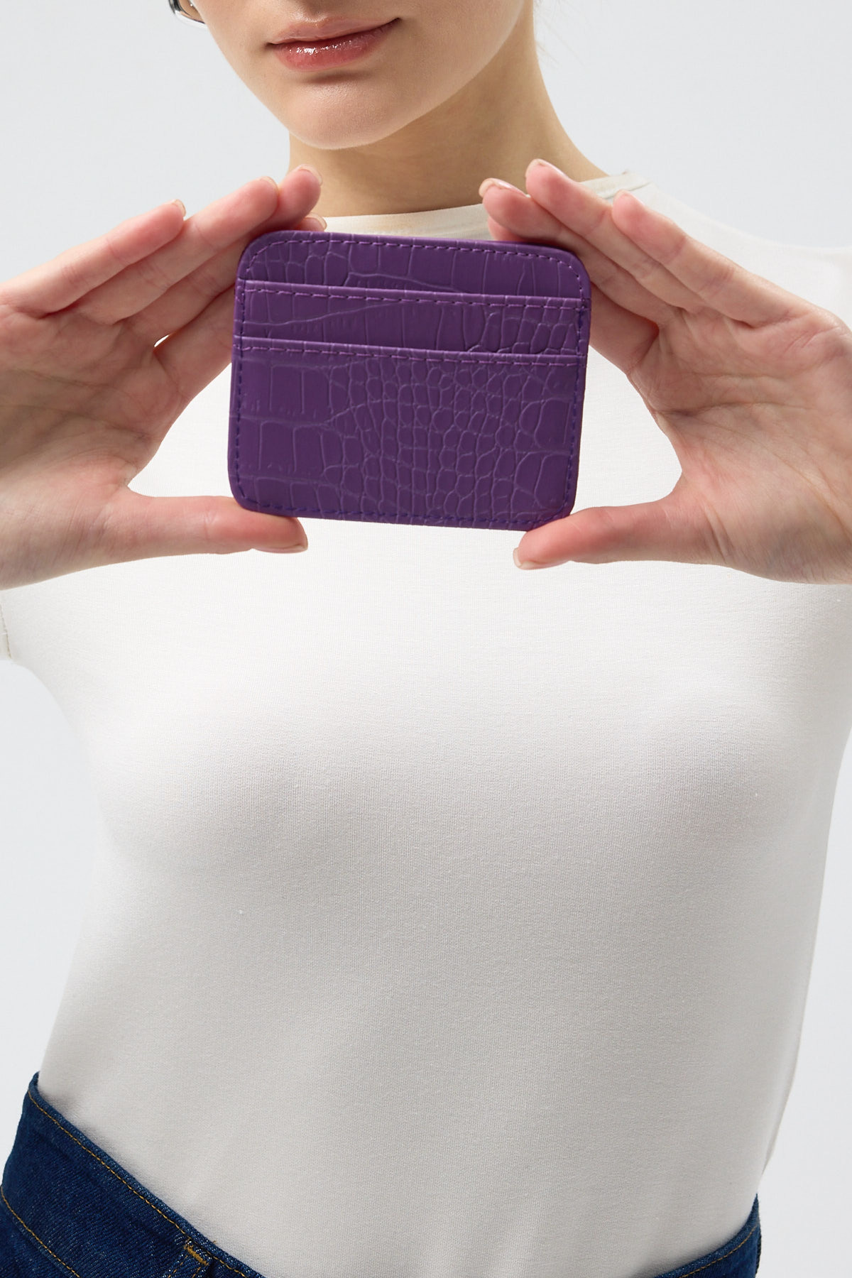 Mor Rays Baskılı Krokodil Desenli Kartlık Kadın Cüzdan TCR-028 - RAYS