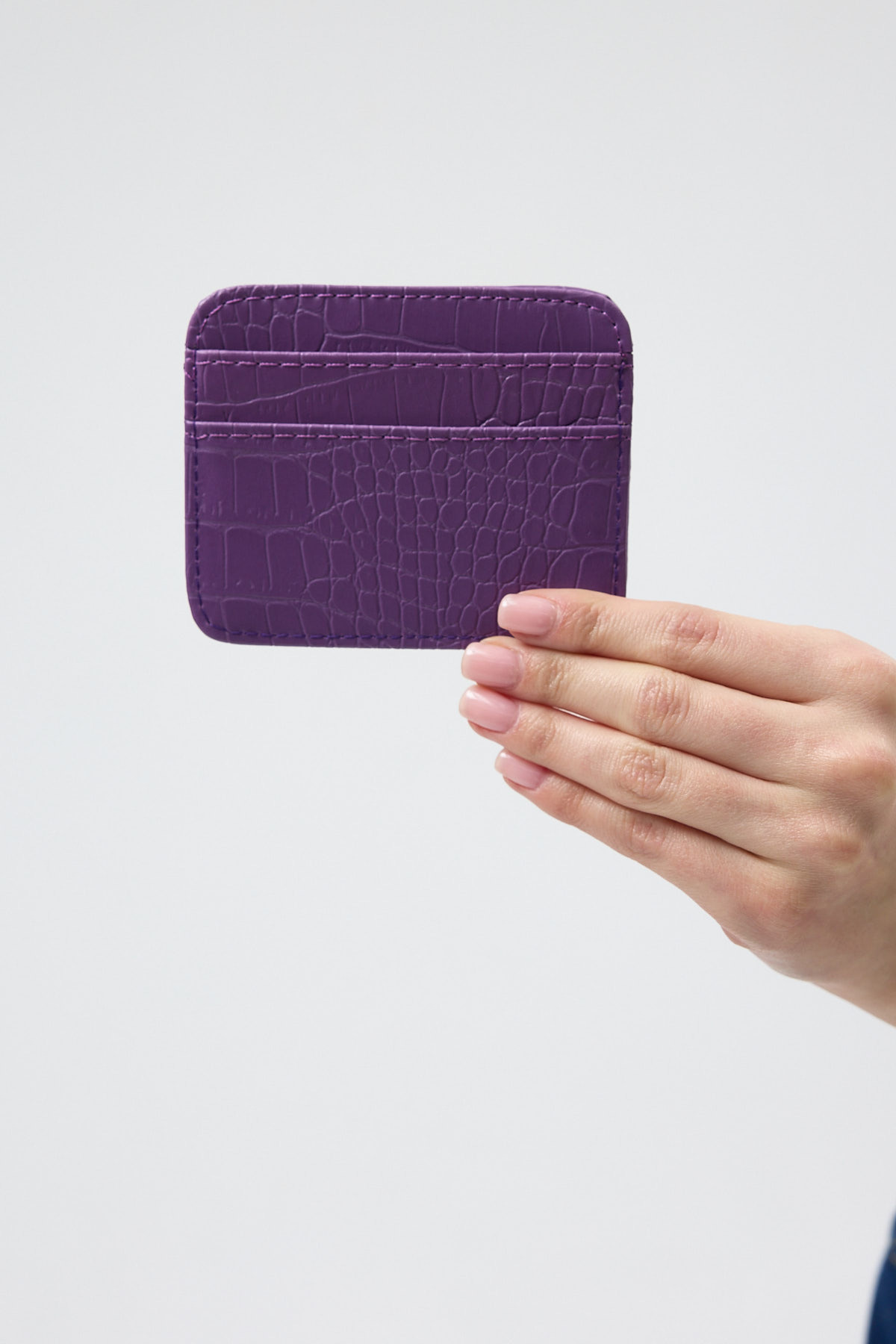 Mor Rays Baskılı Krokodil Desenli Kartlık Kadın Cüzdan TCR-028 - 3