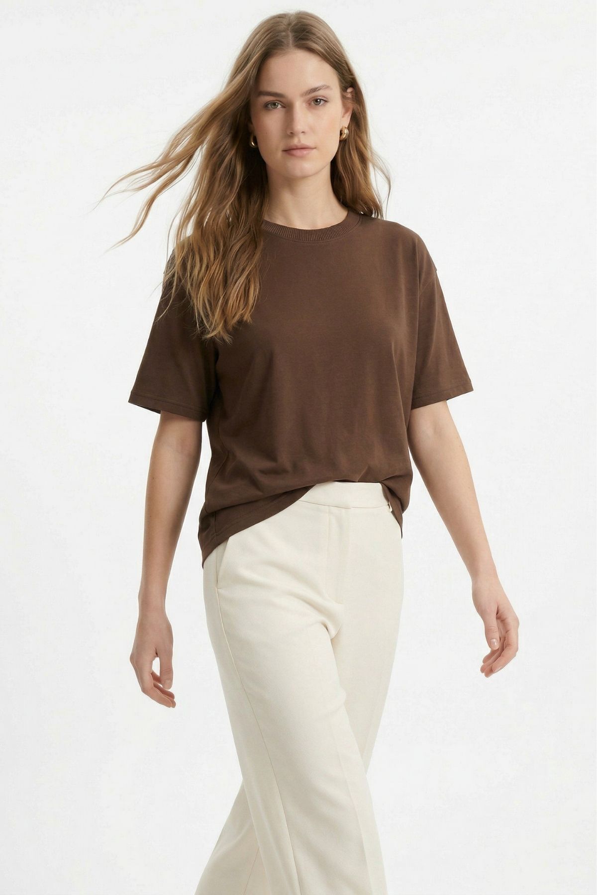 TCR-1633 Oversize Tişört Kahve - RAYS