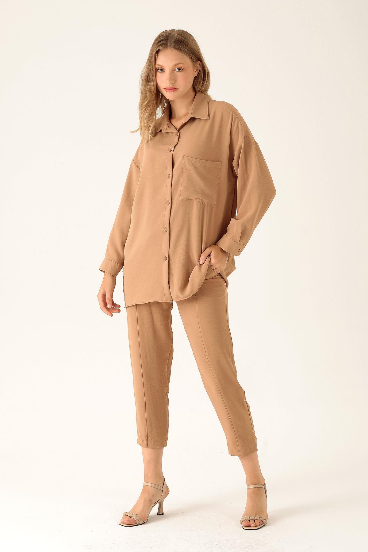 Tek Cep Detay Takım - 6727A Vizon 