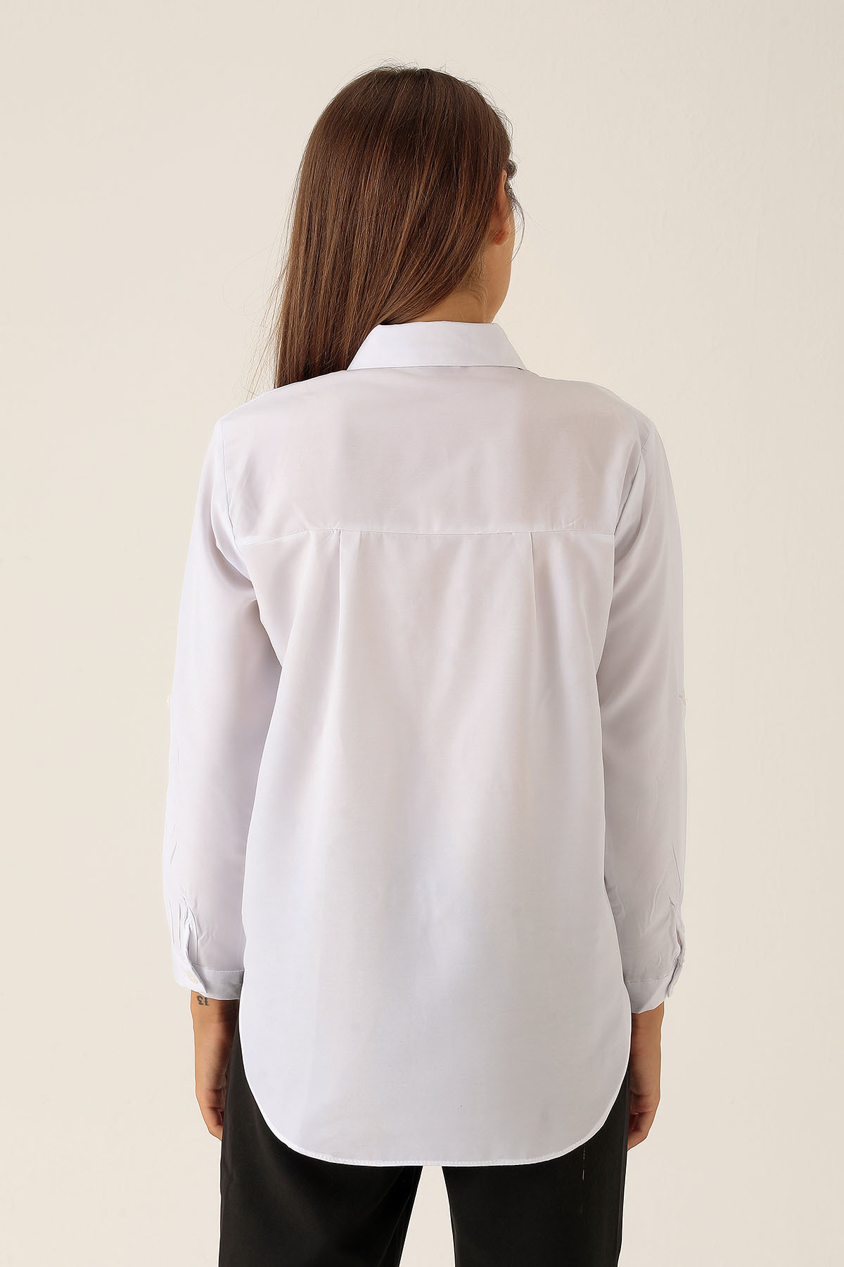 Tek Cepli Kolyeli Bayan Gömlek - 6785A Beyaz - 5