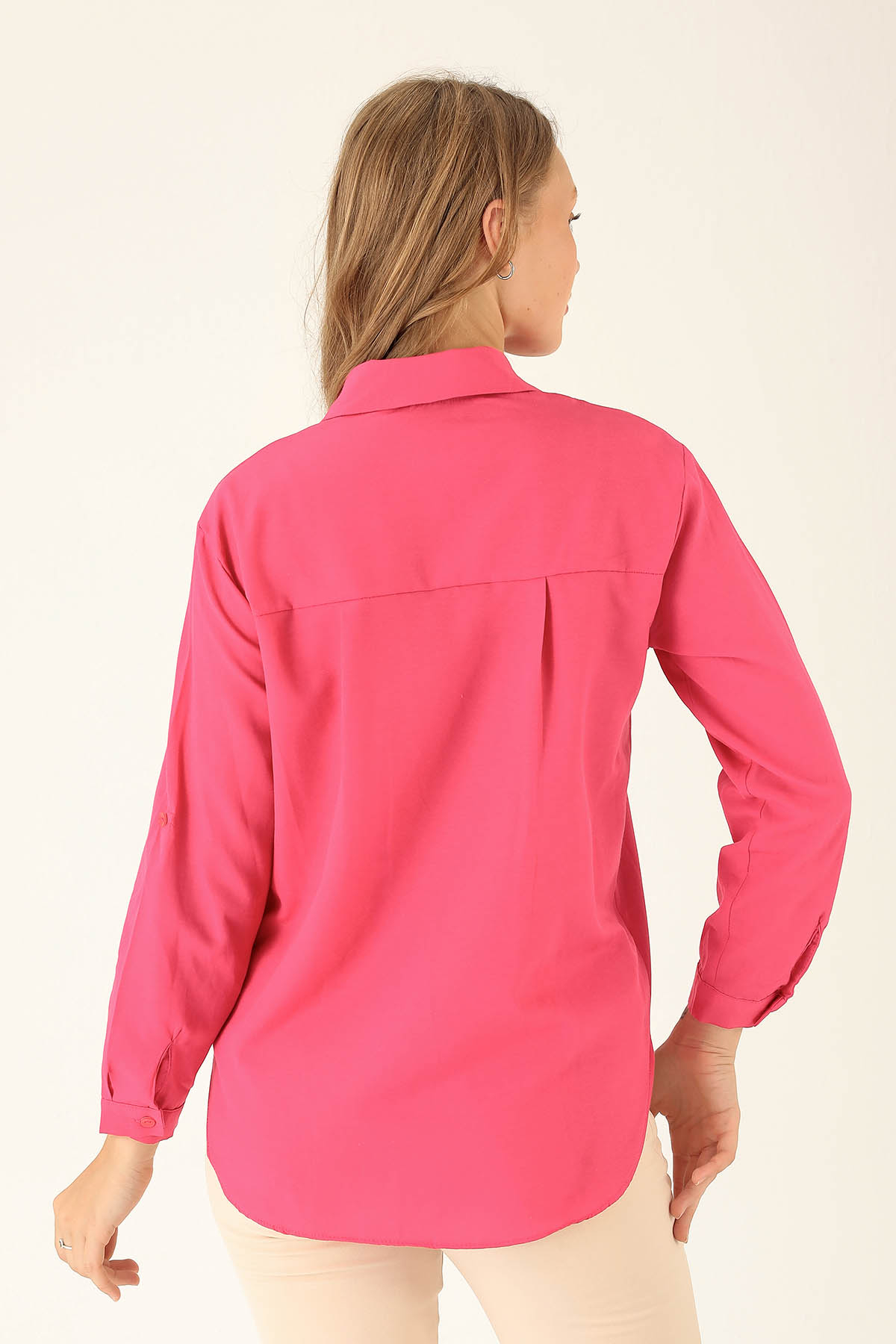 Tek Cepli Kolyeli Bayan Gömlek - 6785A Fuşya - 5