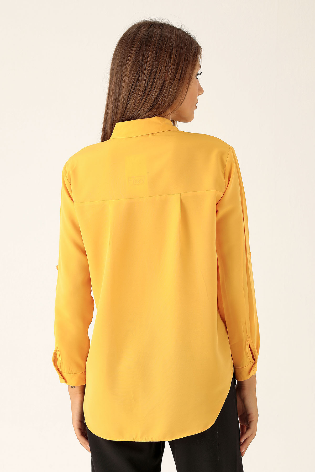 Tek Cepli Kolyeli Bayan Gömlek - 6785A Sarı - 5