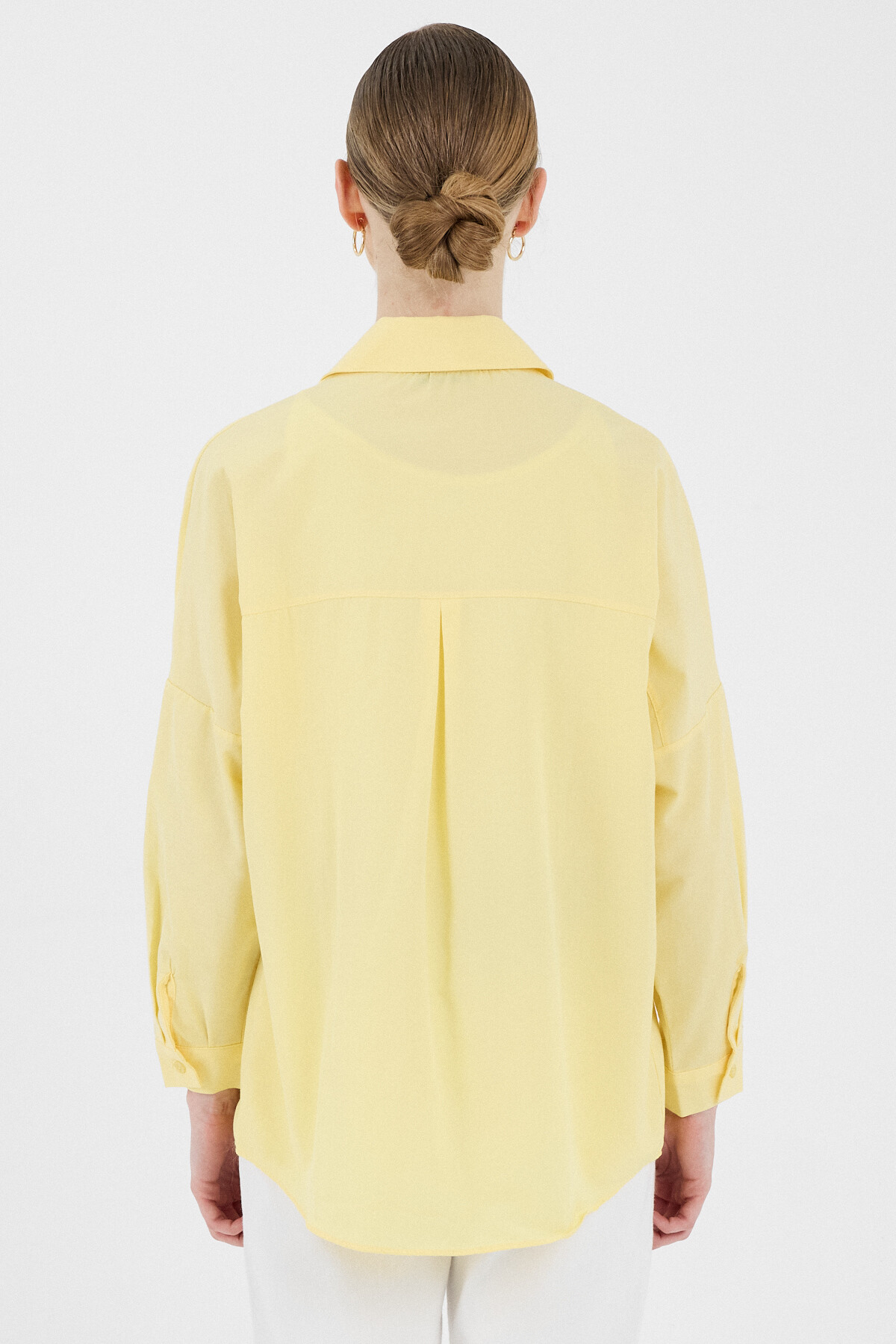 Tereyağ Sarısı Relaxed Fit Rahat Kesim Basic Gömlek 6621A - 5