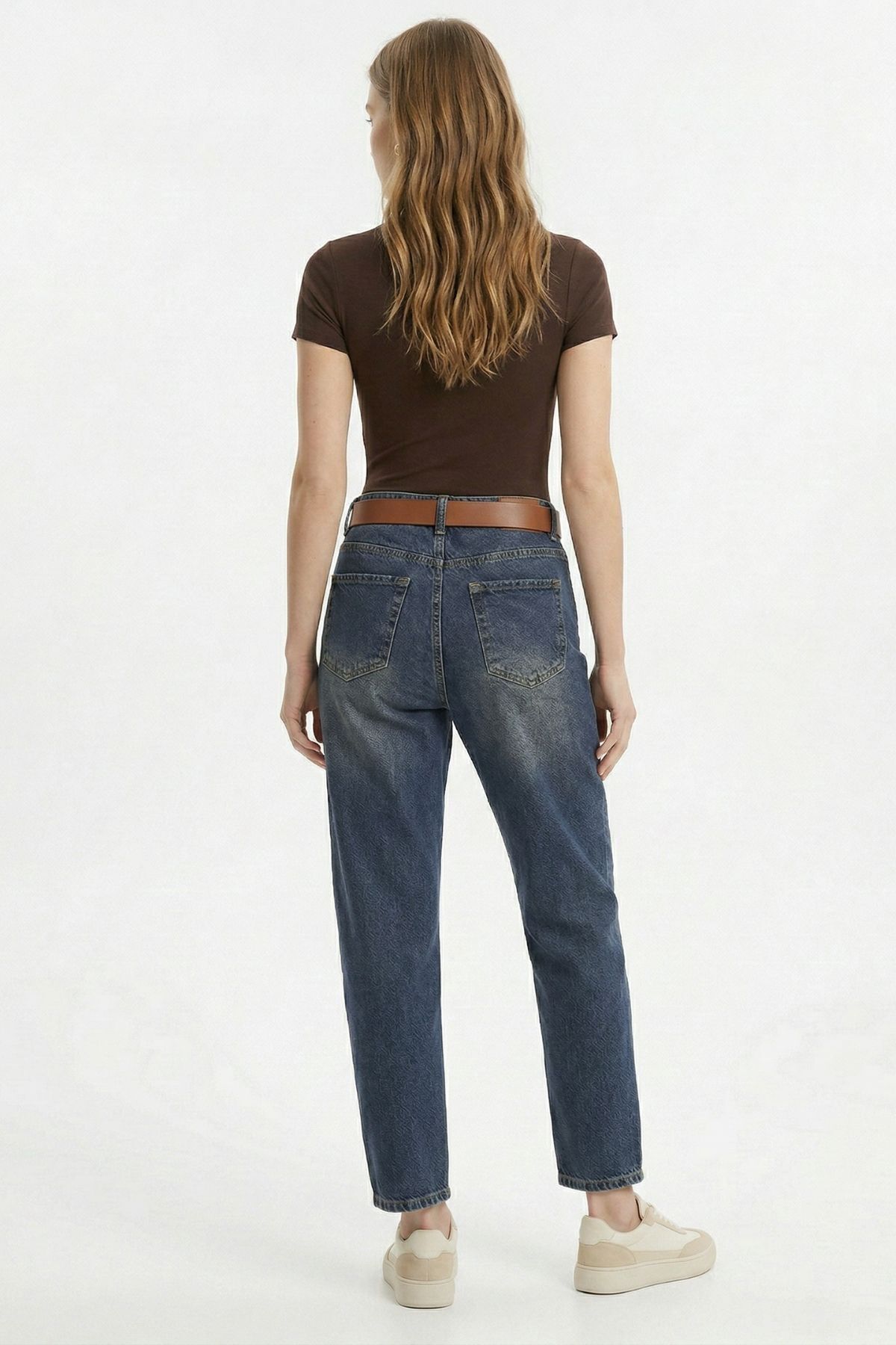 Tint Kahve Kemerli Boyfriend Jean 3154 - 3