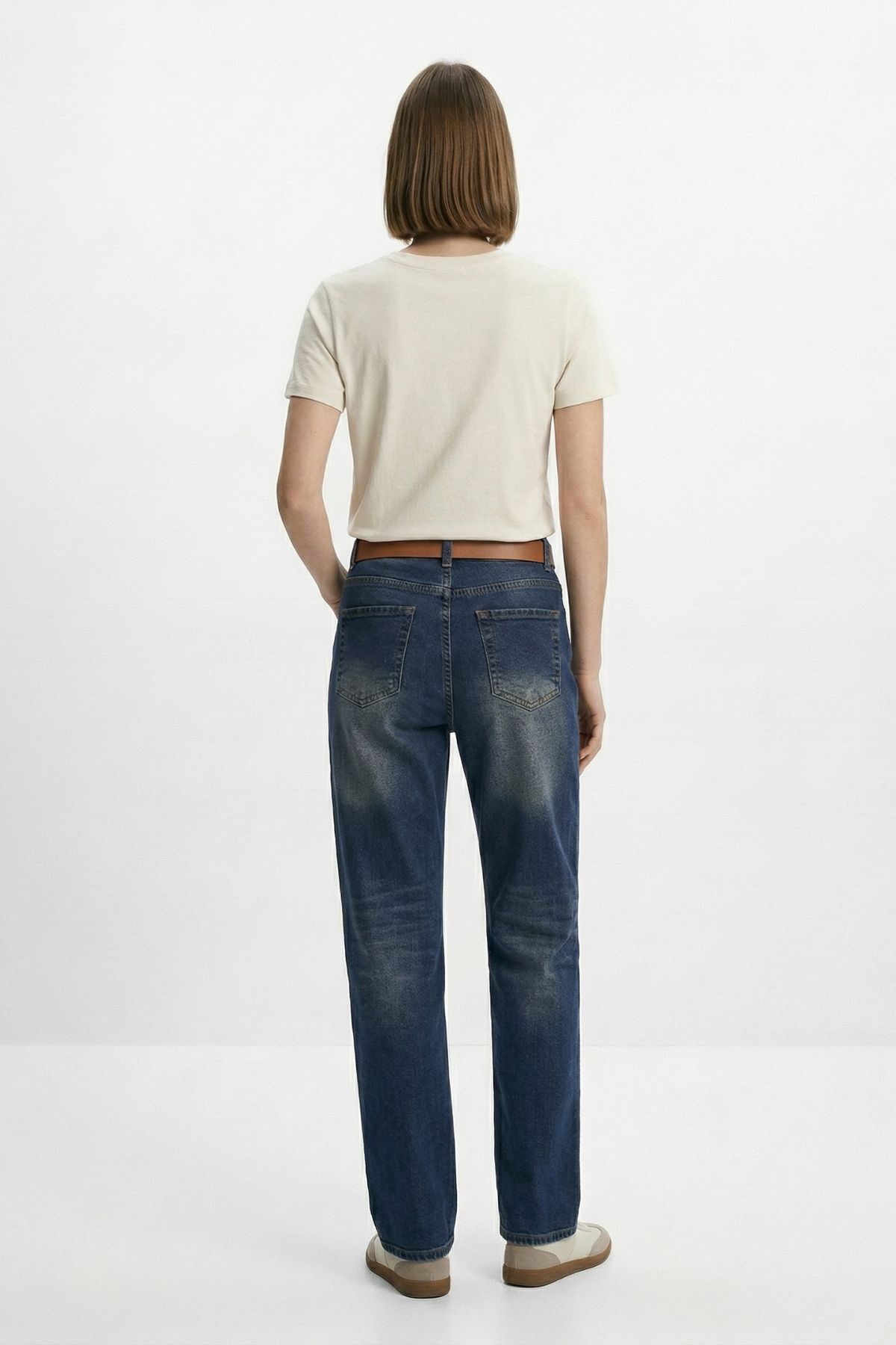 Kemerli Likralı Jean 3043 Tint Kahve - 3
