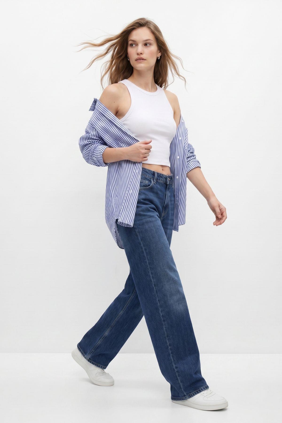 Yüksek Bel Düz Paça Jean 5043 Tint Kahve - RAYS (1)