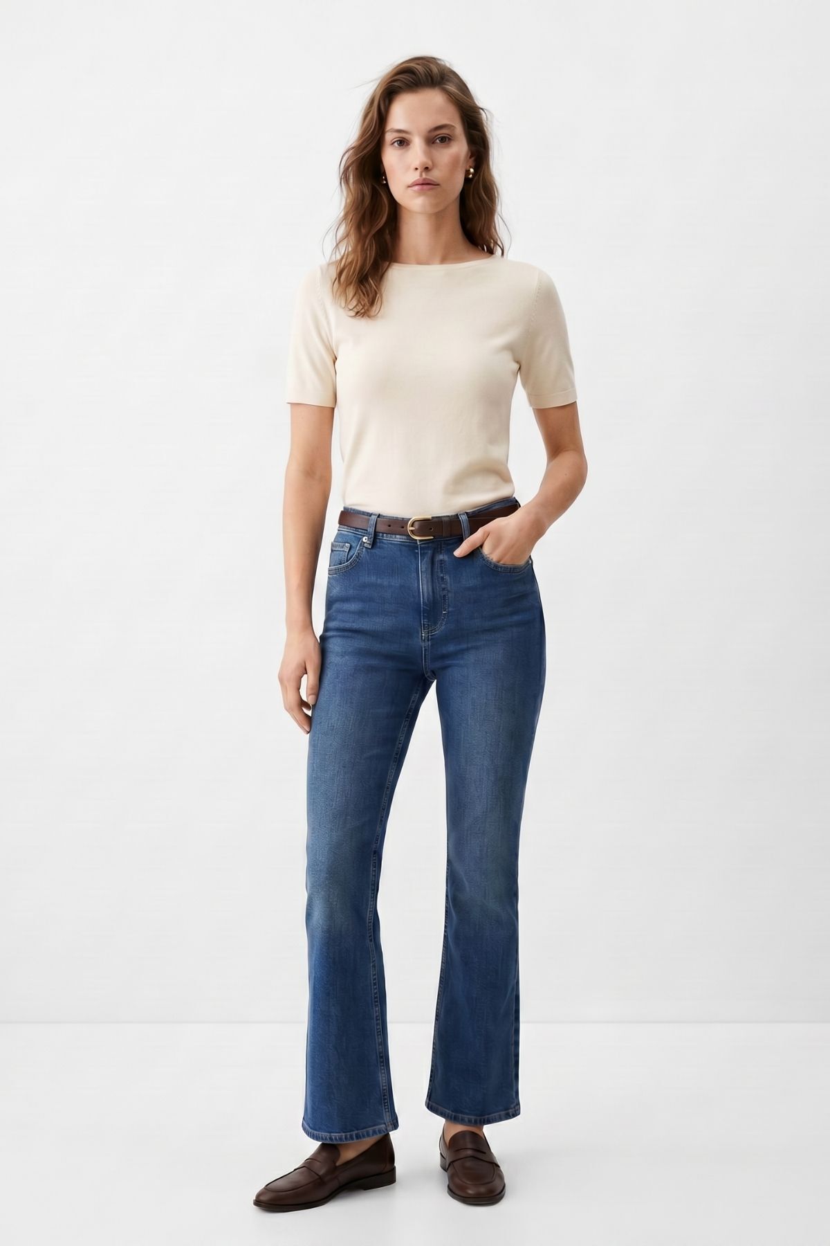 Yüksek Bel Flare Jean 826 Tint Yeşil - 1