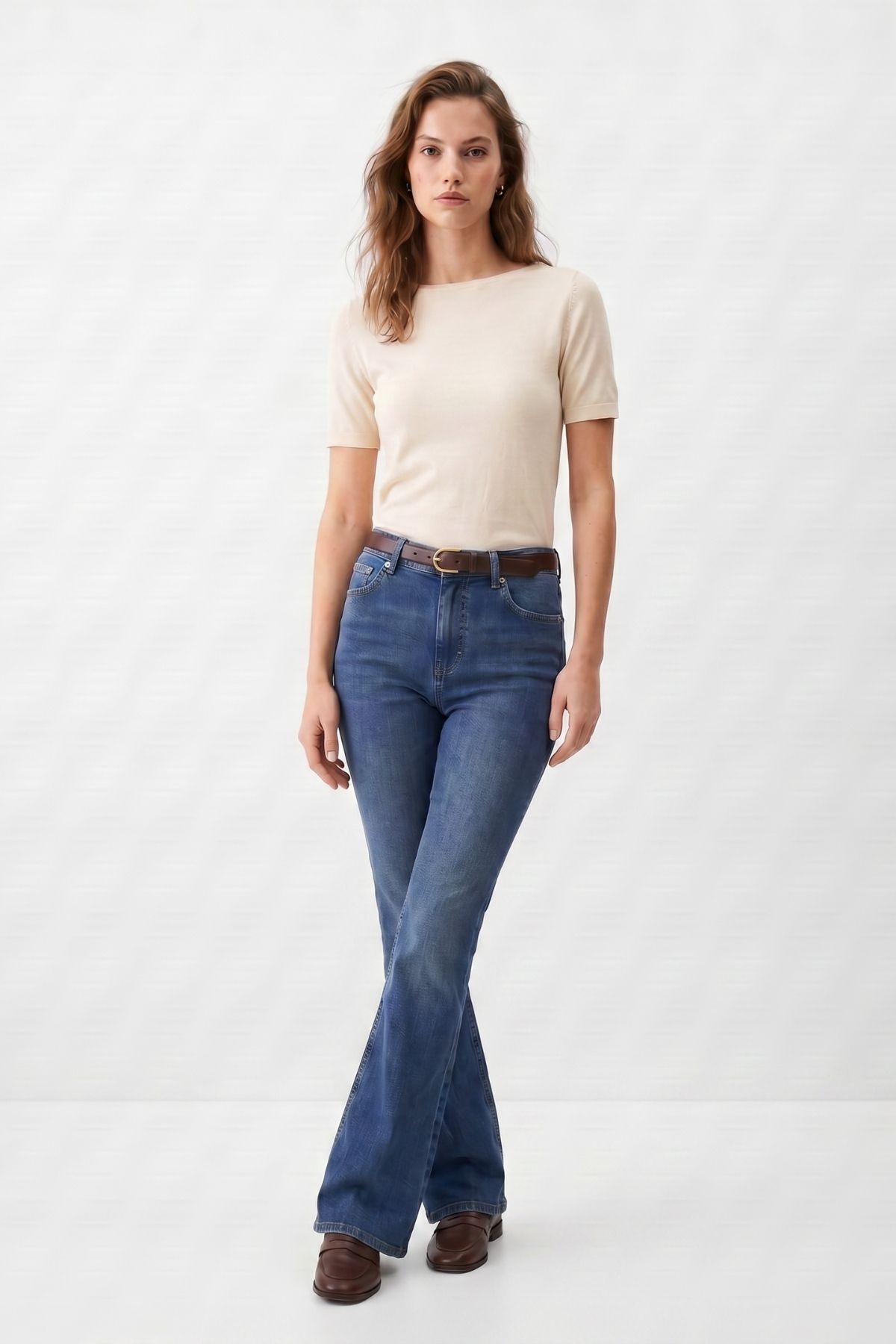 Yüksek Bel Flare Jean 826 Tint Yeşil - 2