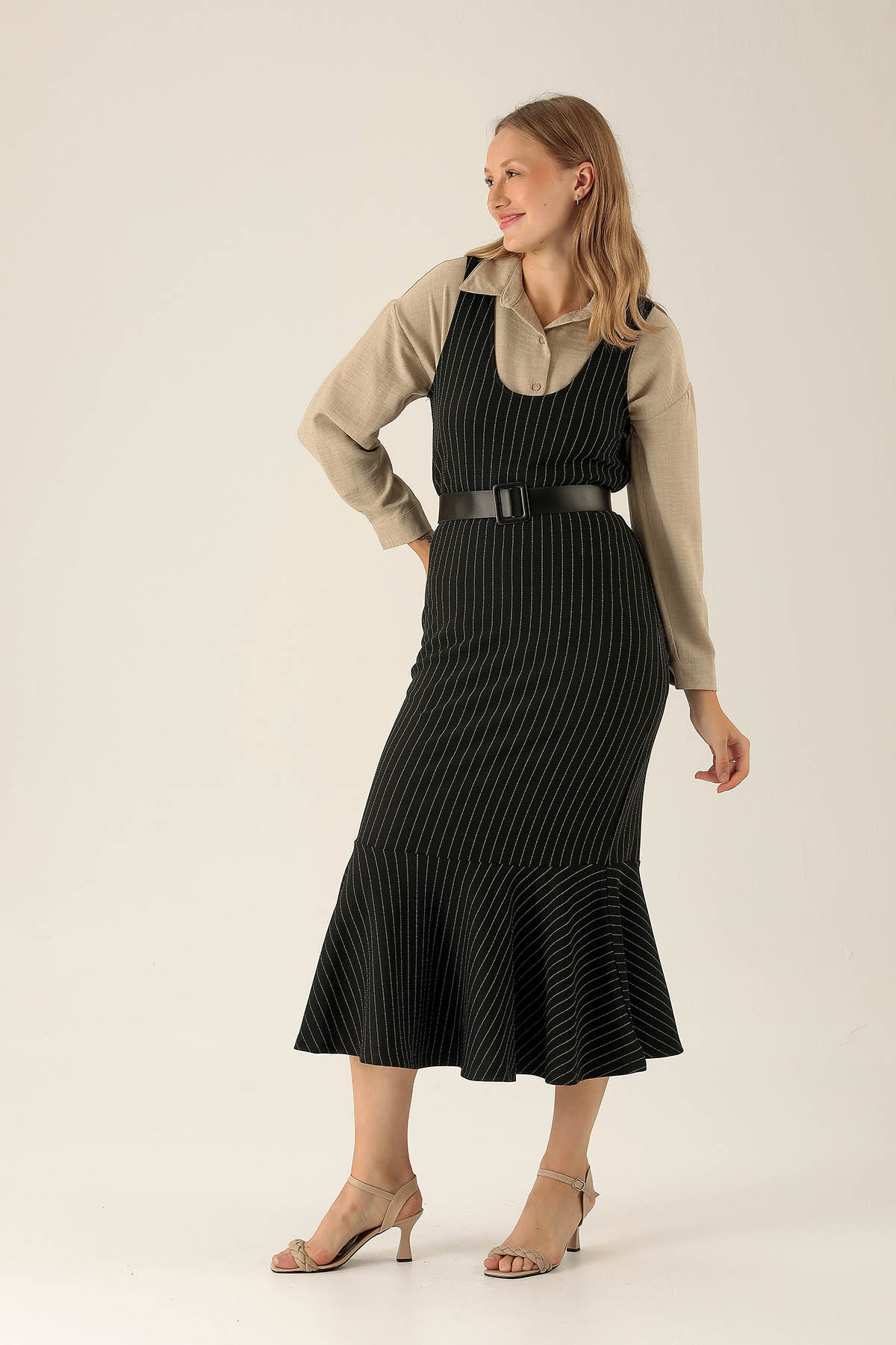 V Yaka Jile - 9005M Çizgili-Siyah - 3