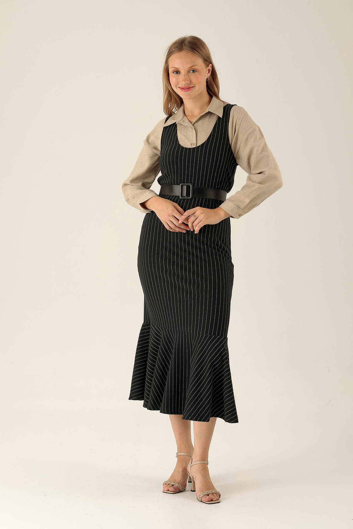 V Yaka Jile - 9005M Çizgili-Siyah - 4