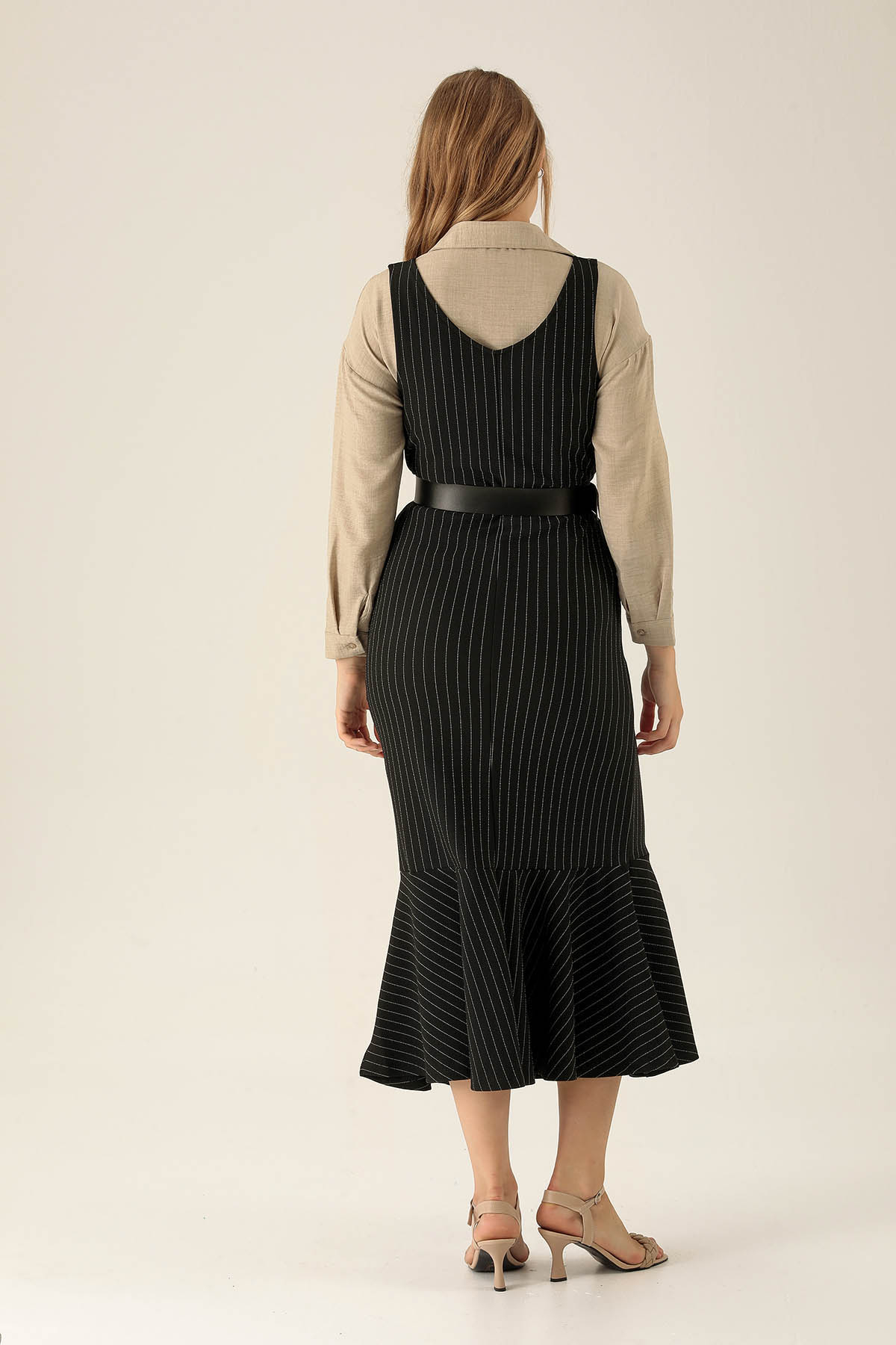 V Yaka Jile - 9005M Çizgili-Siyah - 5