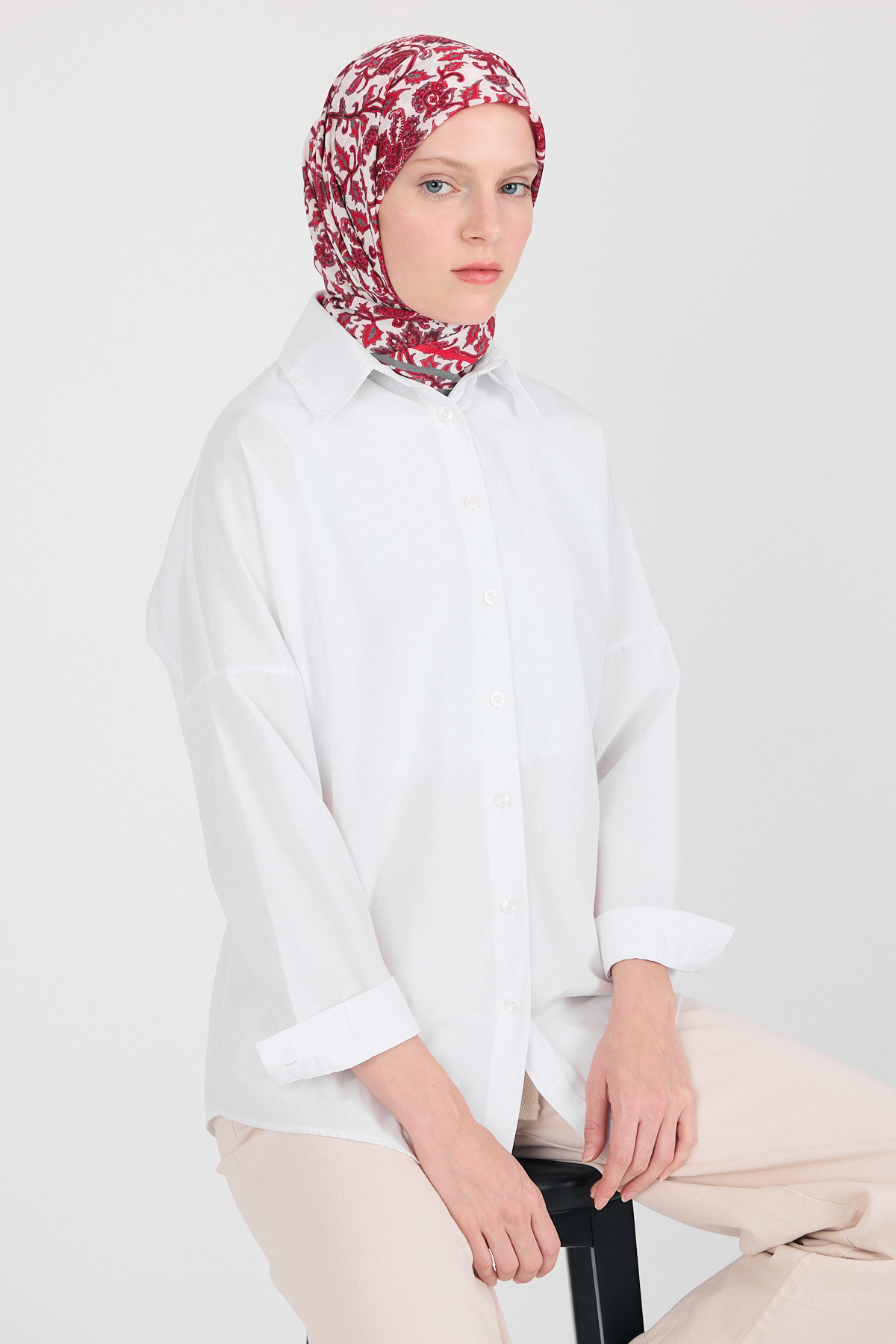 Vişne Desenli Eşarp 5695 - RAYS