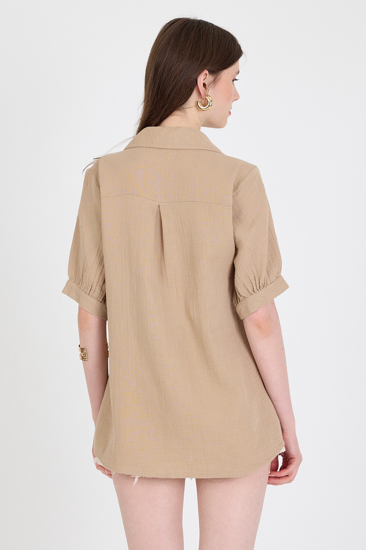 Vizon %100 Pamuk Kısa Kollu Cepli Gömlek 4787A - 5