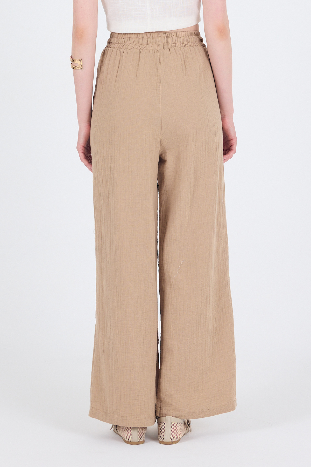 Vizon %100 Pamuk Müslin Palazzo/Bol Paça Pantolon 8056A - 6