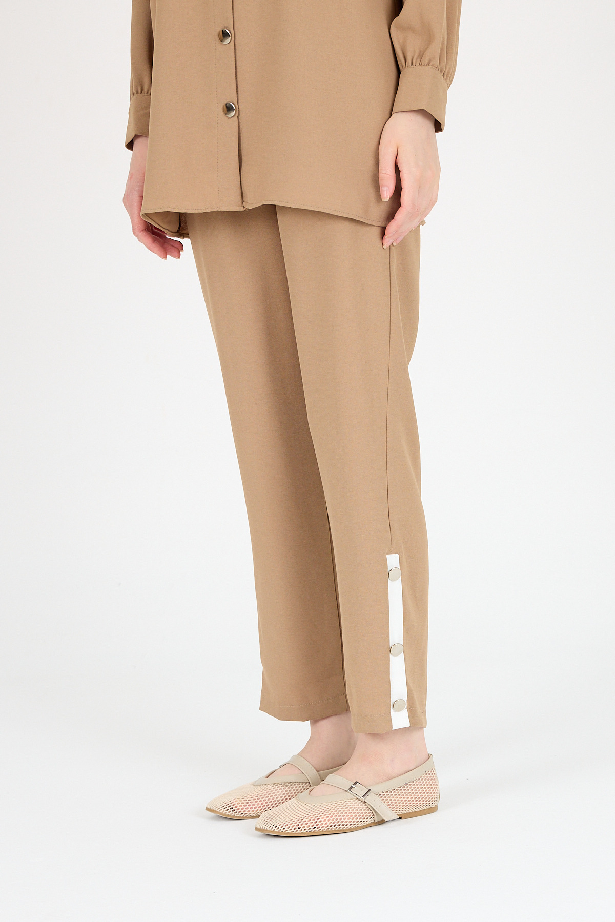 Vizon Bebe Yaka Düğmeli Tunik ve Yanı Şerit Detaylı Pantolon Takım 4661A - 3