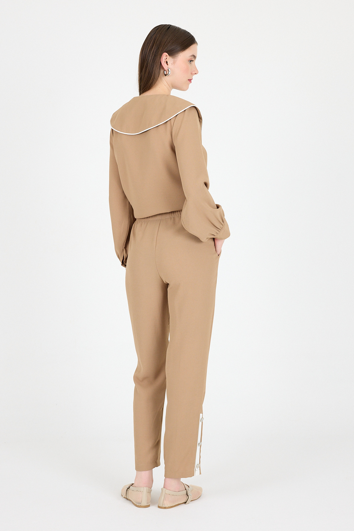 Vizon Bebe Yaka Düğmeli Tunik ve Yanı Şerit Detaylı Pantolon Takım 4661A - 5