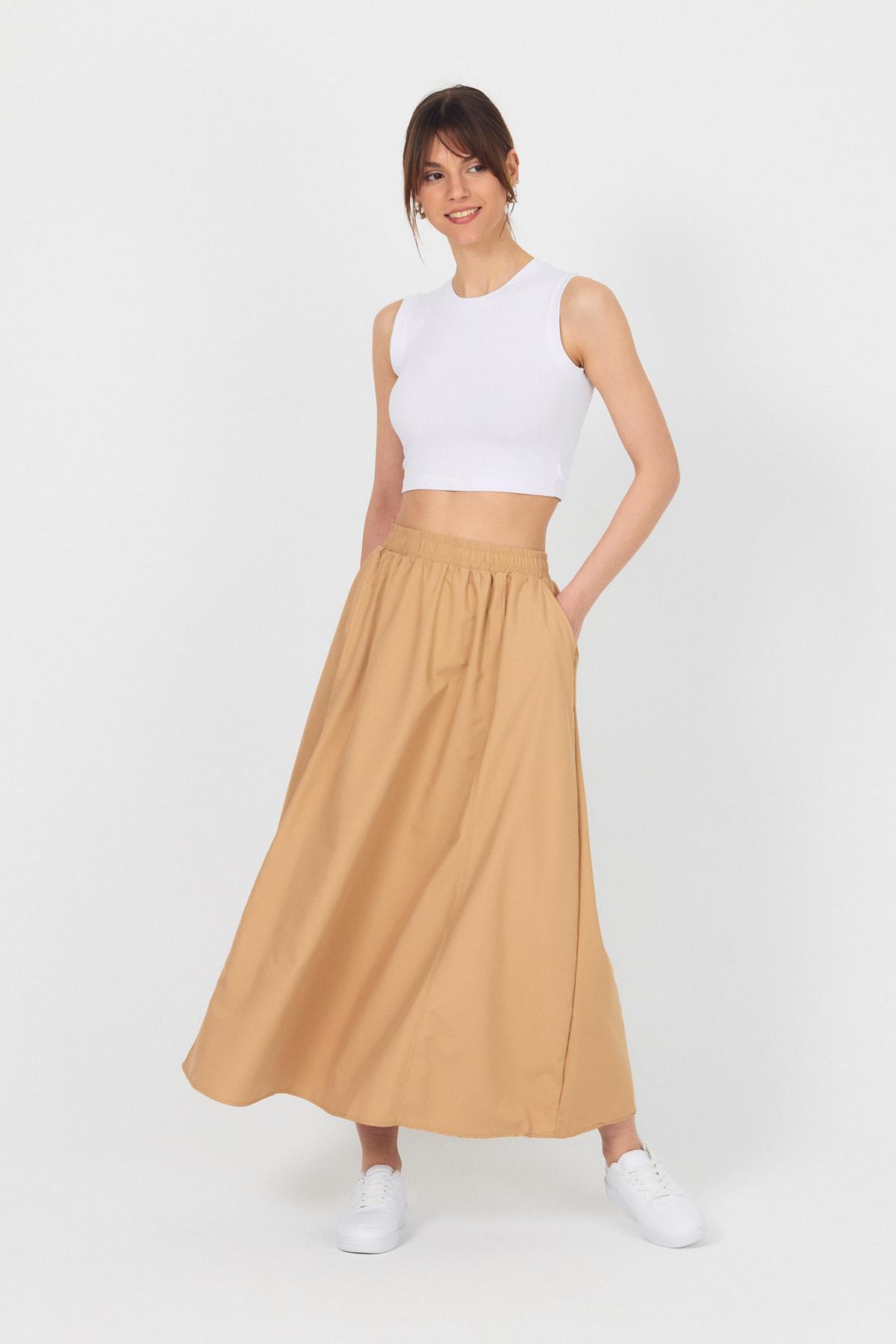 Vizon Bel Lastikli Cepli Kloş Etek 4747A - 7