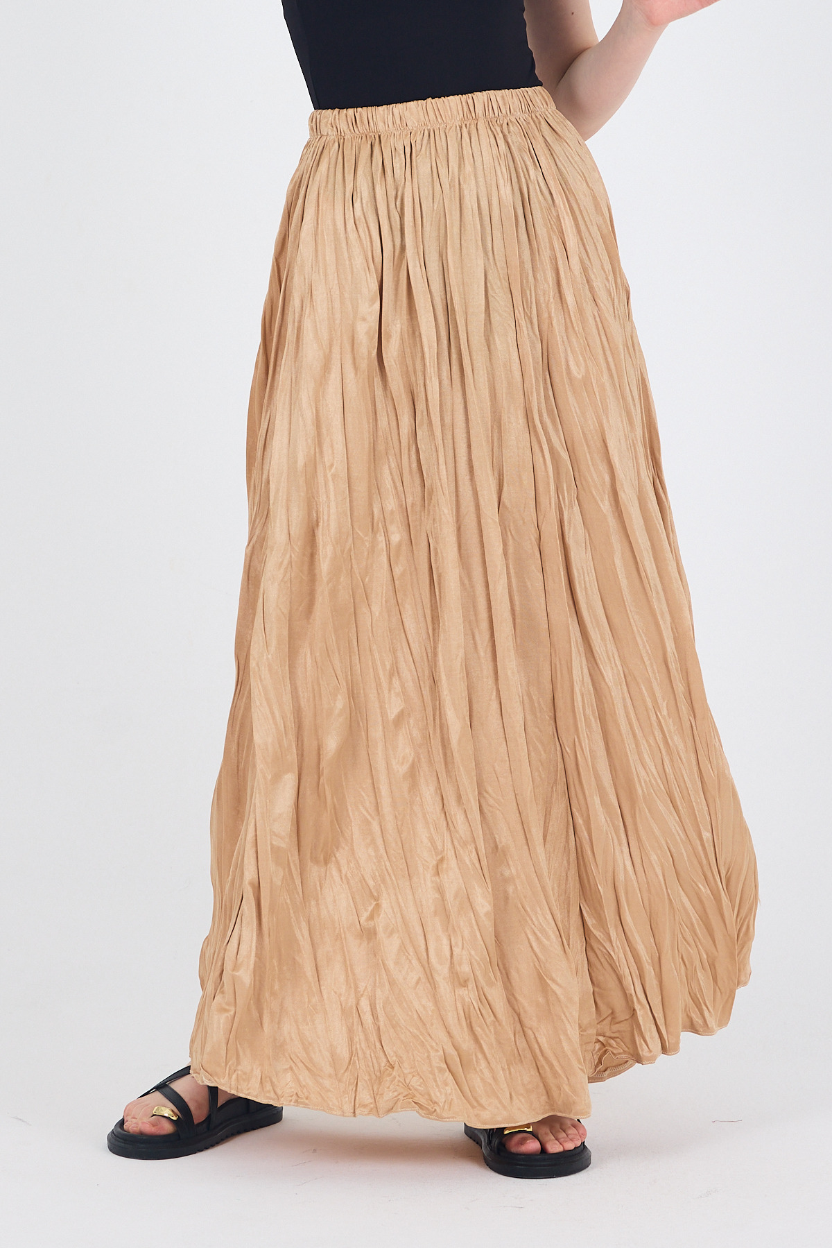 Vizon Bel Lastikli Kırışık Kumaş Etek 3483 - 5