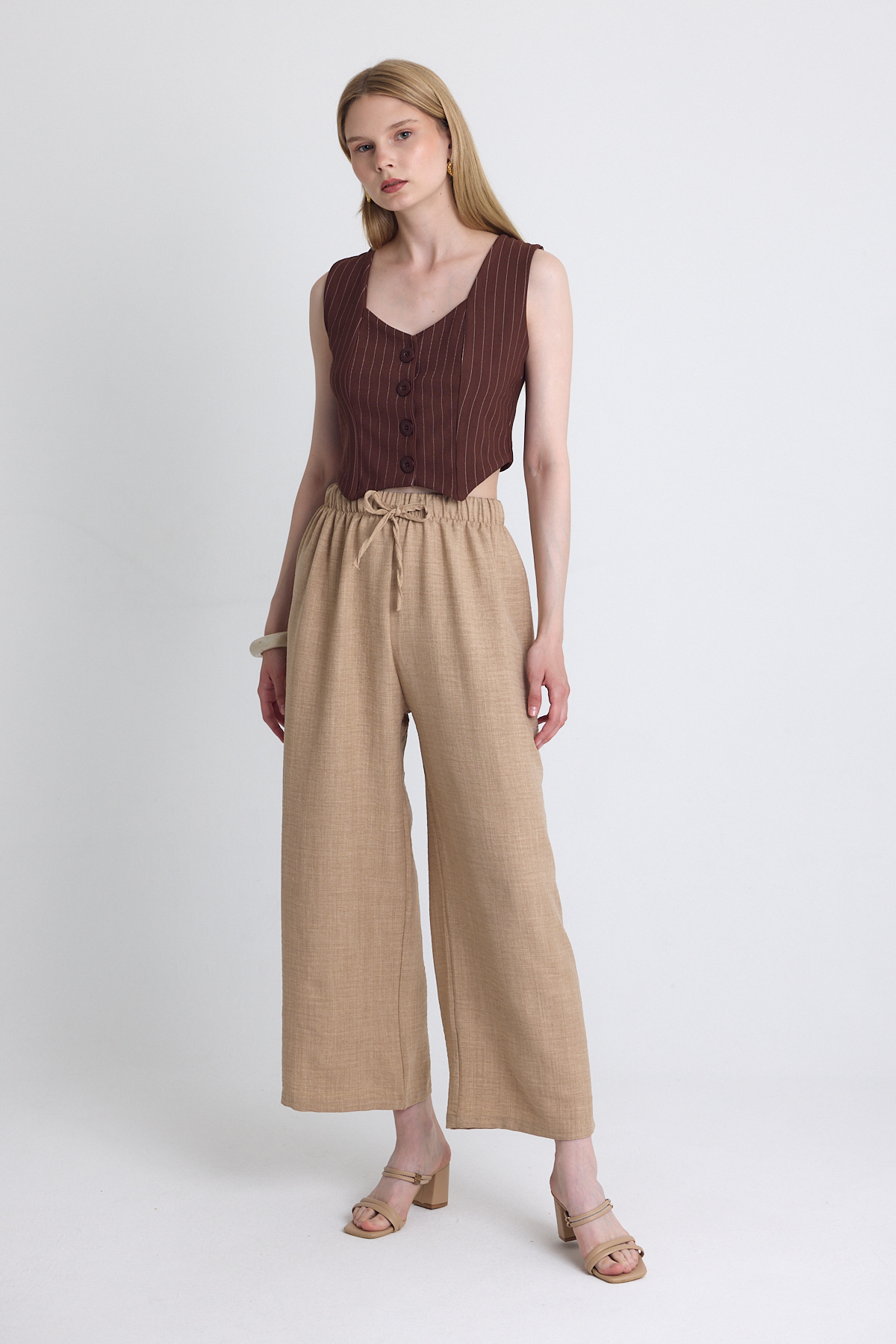 Vizon Bel Lastikli Pamuklu Örme Pantolon 8045A - 2