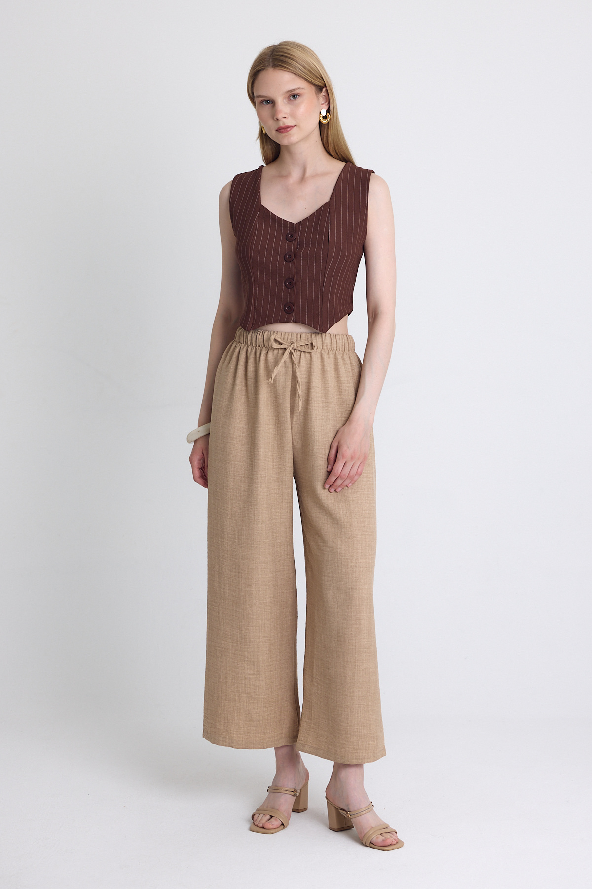 Vizon Bel Lastikli Pamuklu Örme Pantolon 8045A 