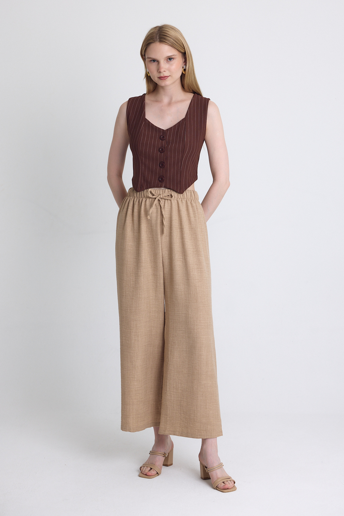 Vizon Bel Lastikli Pamuklu Örme Pantolon 8045A - 6