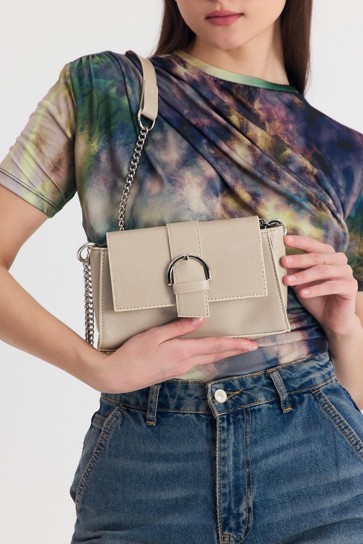 Vizon Deri Görünümlü Omuz Çantası 3023 