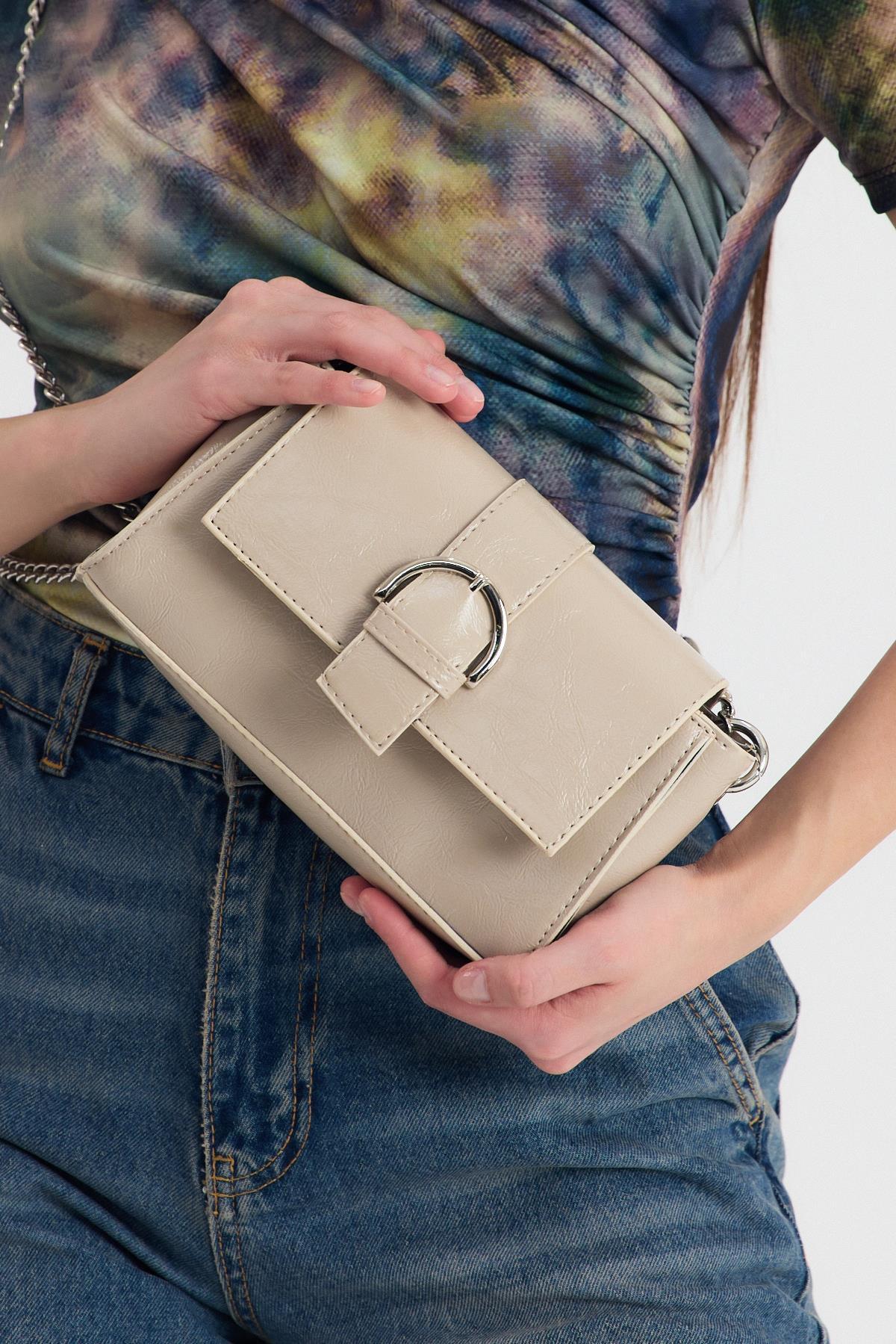 Vizon Deri Görünümlü Omuz Çantası 3023 - 6