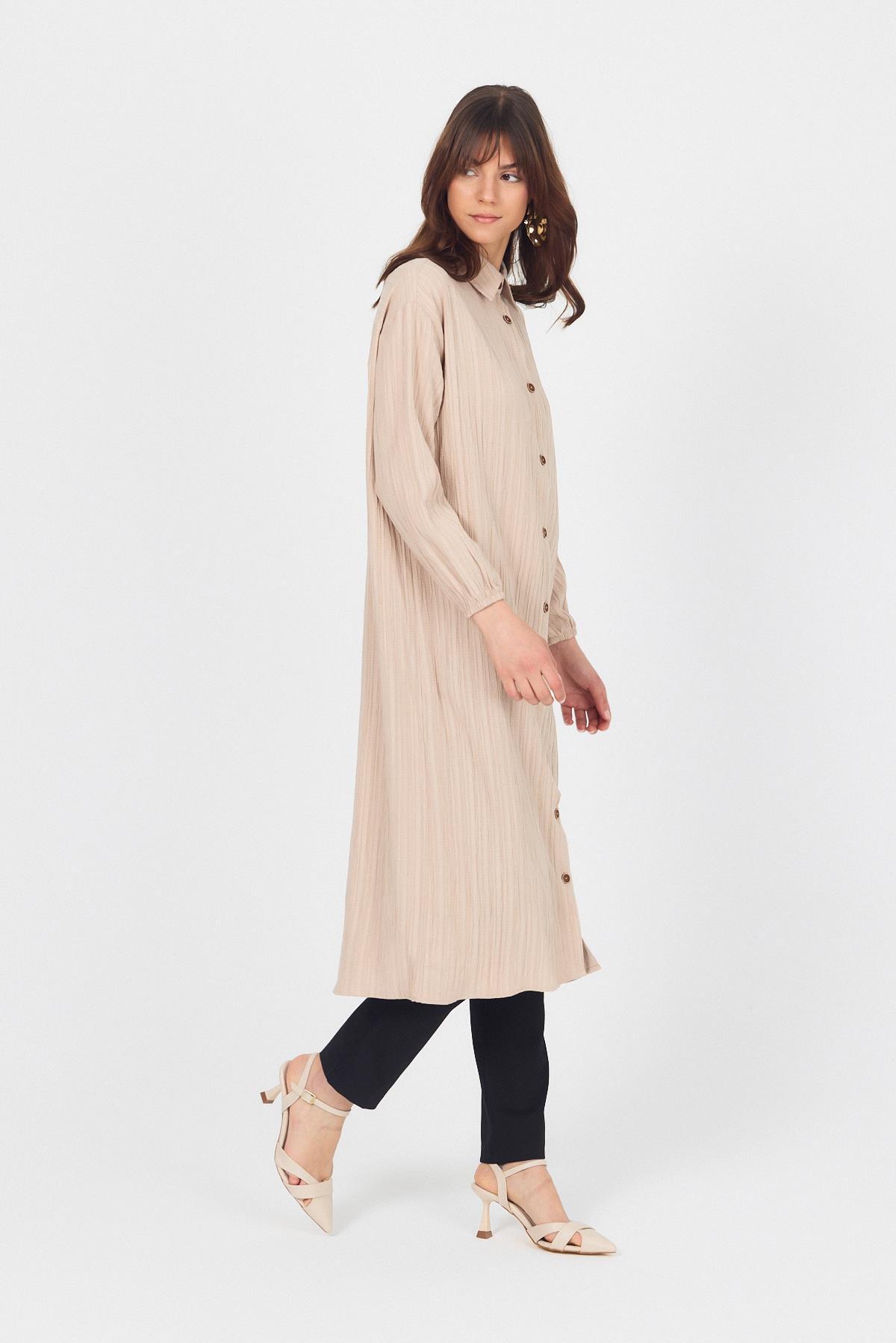 Vizon Düğmeli Kol Lastikli Uzun Tunik 4507A - 8