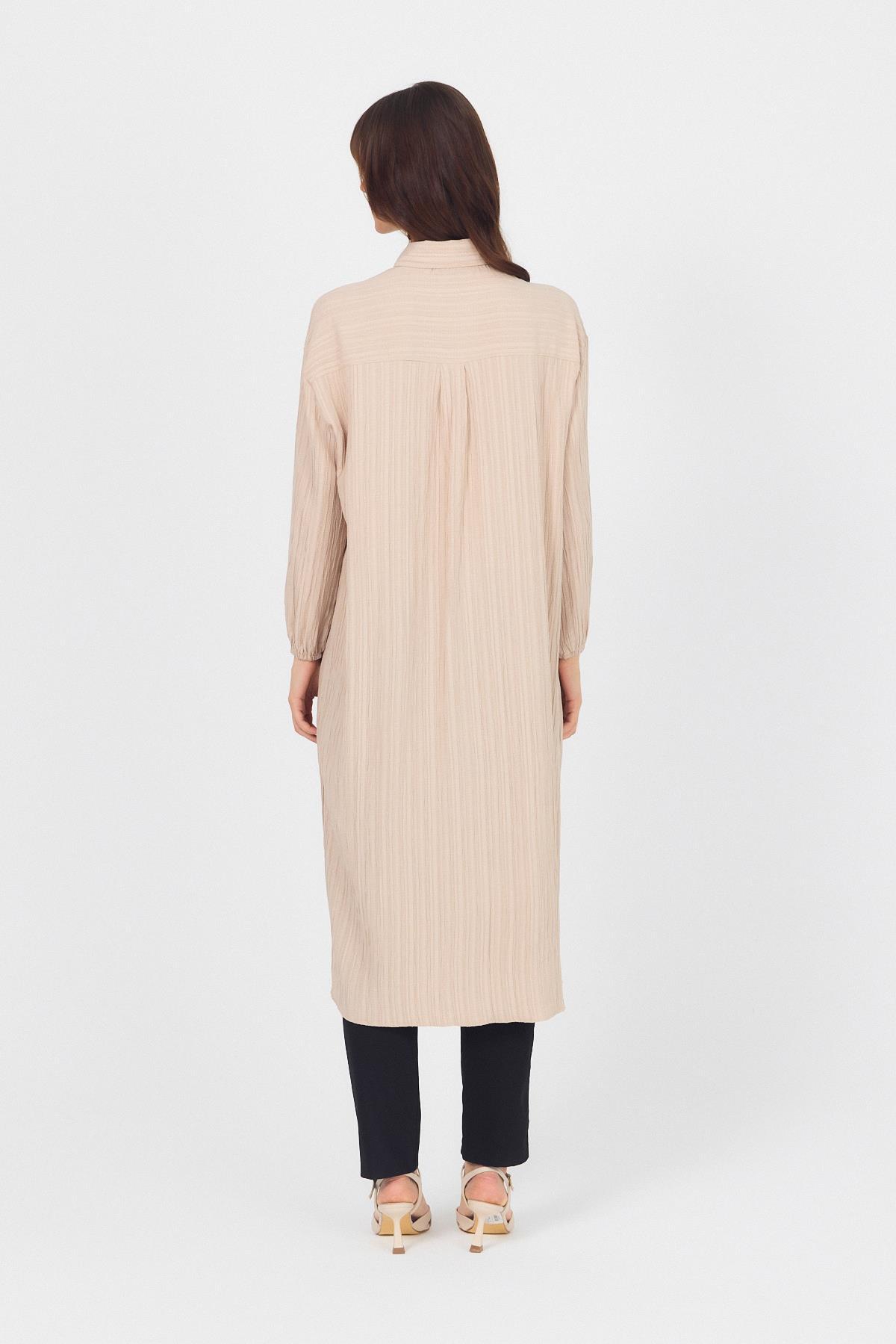 Vizon Düğmeli Kol Lastikli Uzun Tunik 4507A - 5