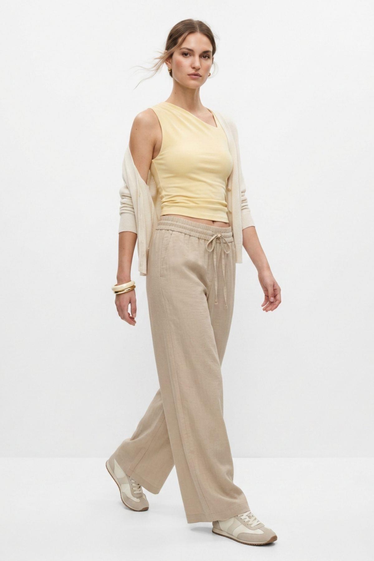 Geniş Paça Pantolon 8561A Vizon - 2