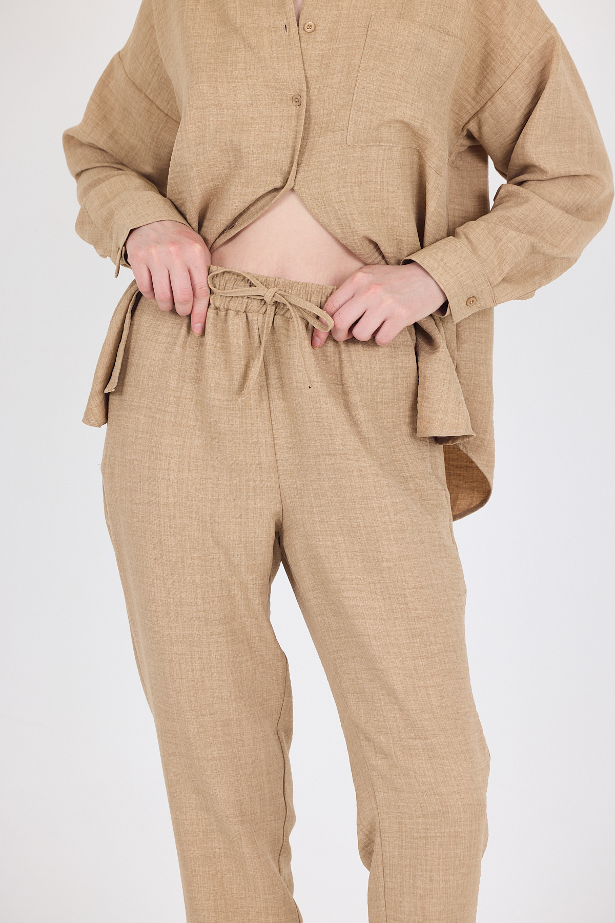 Vizon Gömlek ve Beli Lastikli Pantolon İkili Takım 4813A - 4