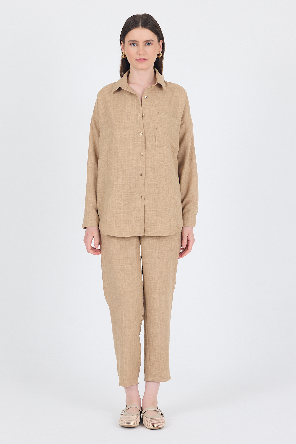 Vizon Gömlek ve Beli Lastikli Pantolon İkili Takım 4813A - 3