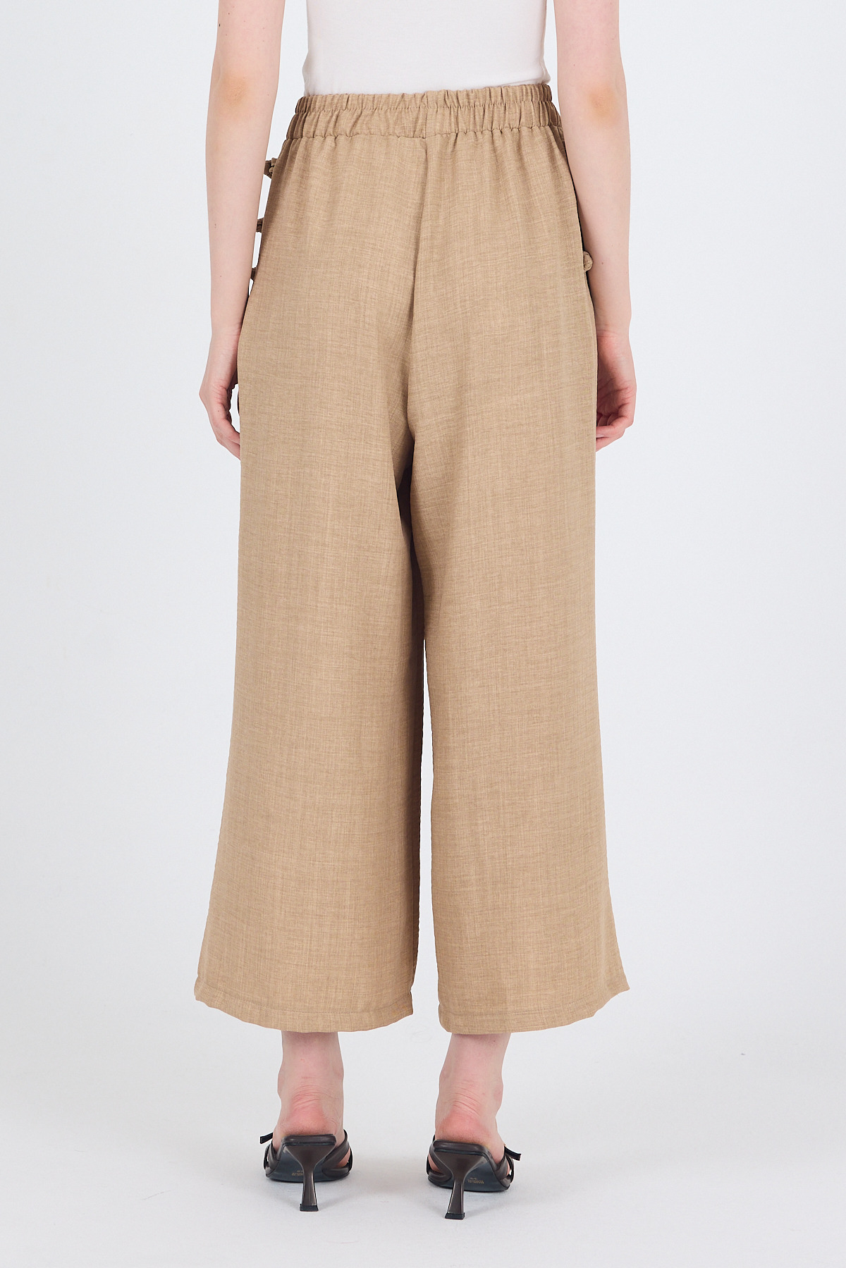 Vizon Keten Dokulu Pamuklu Yan Detaylı Bol Paça Pantolon 4820A - 6