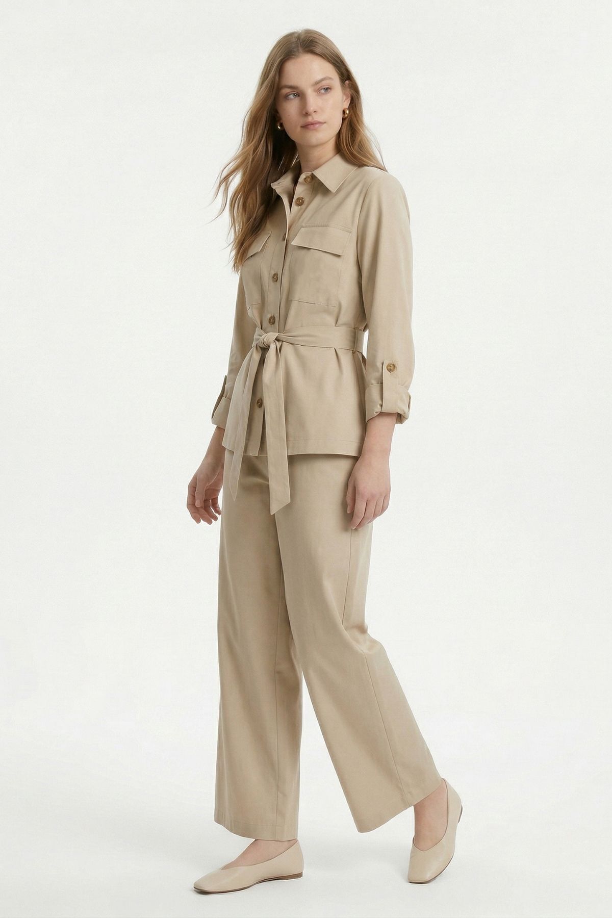 Vizon Kuşaklı Cepli Ceket Pantolon Takım 8874 