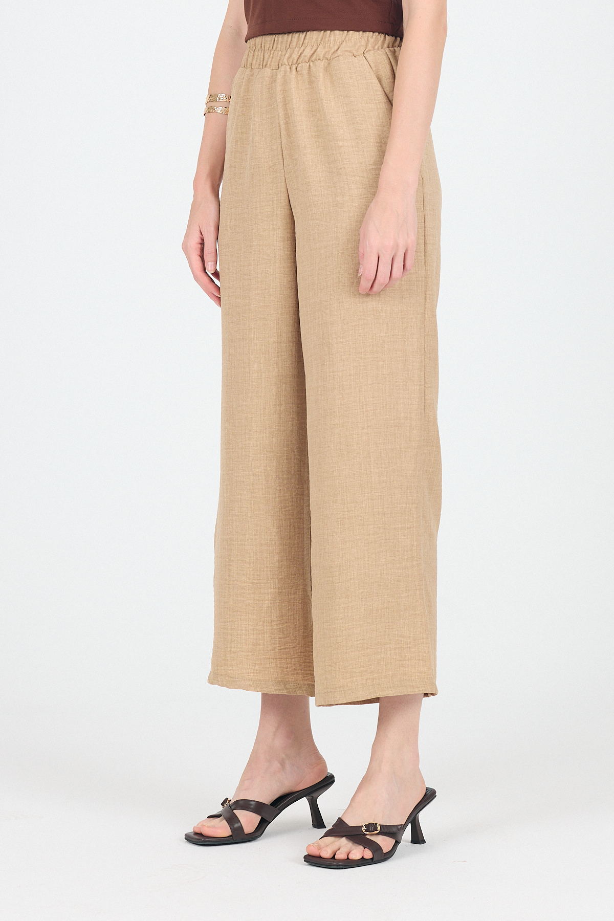 Vizon Pamuklu Bel Lastikli Bol Paça Pantolon 4657 - 3