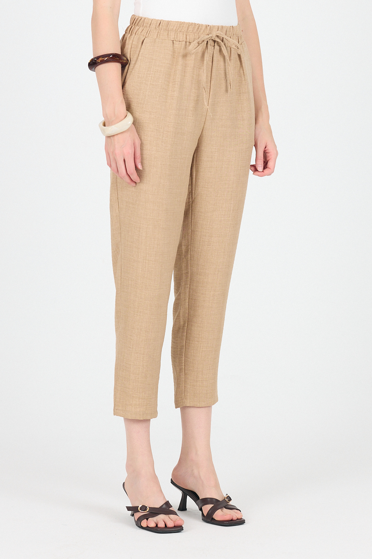 Vizon Pamuklu Bel Lastikli Düz Paça Düz Paça Pantolon 4800 - 3