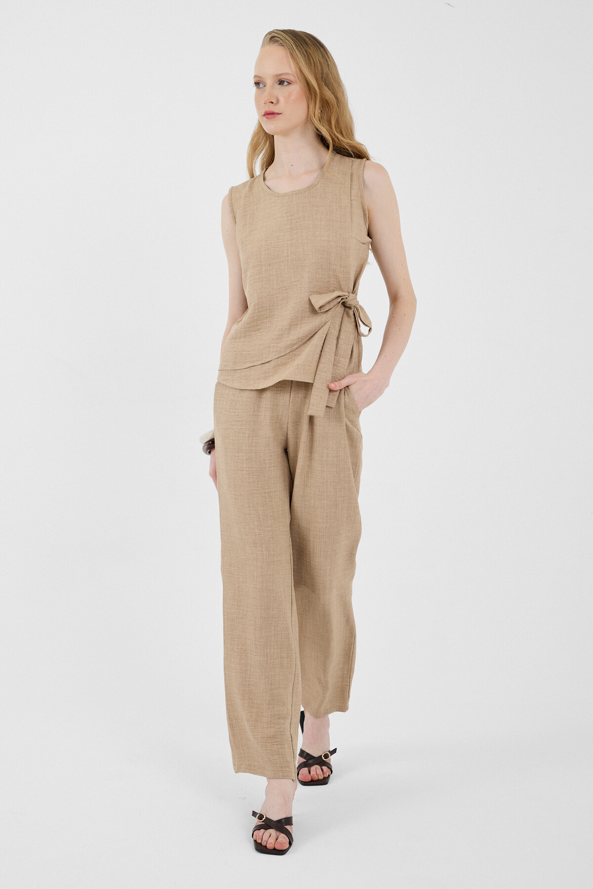 Vizon Pamuklu Yan Bağlama Detaylı İkili Takım 8079A 